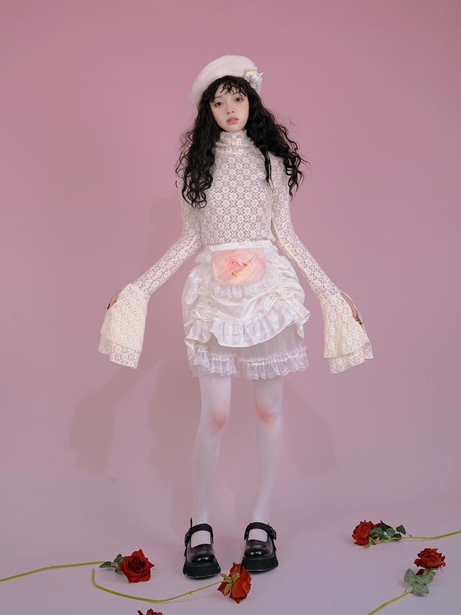 Daytoday Floral Bloom Tulle Layered Mini Skirt Set