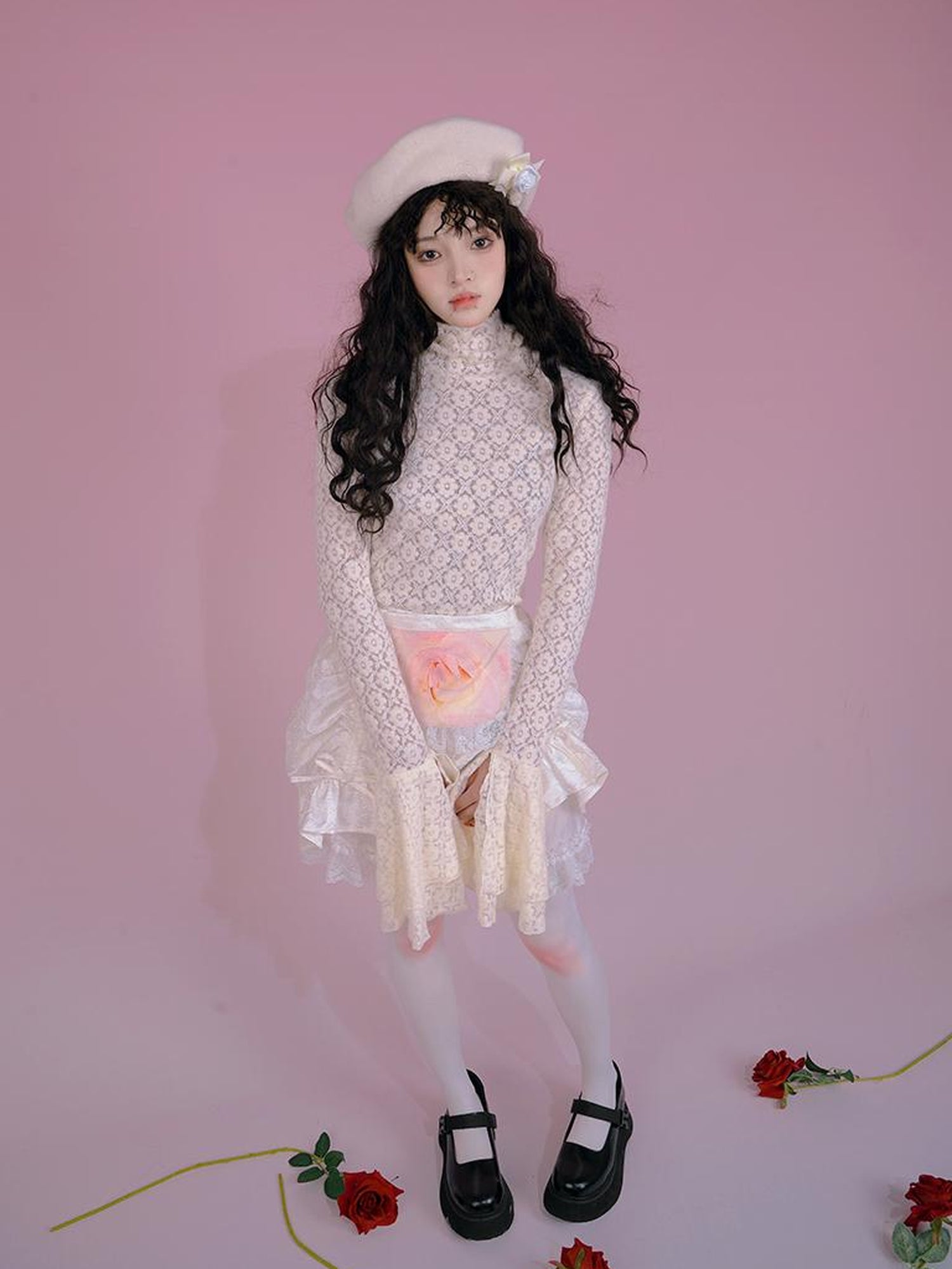 Daytoday Floral Bloom Tulle Layered Mini Skirt Set
