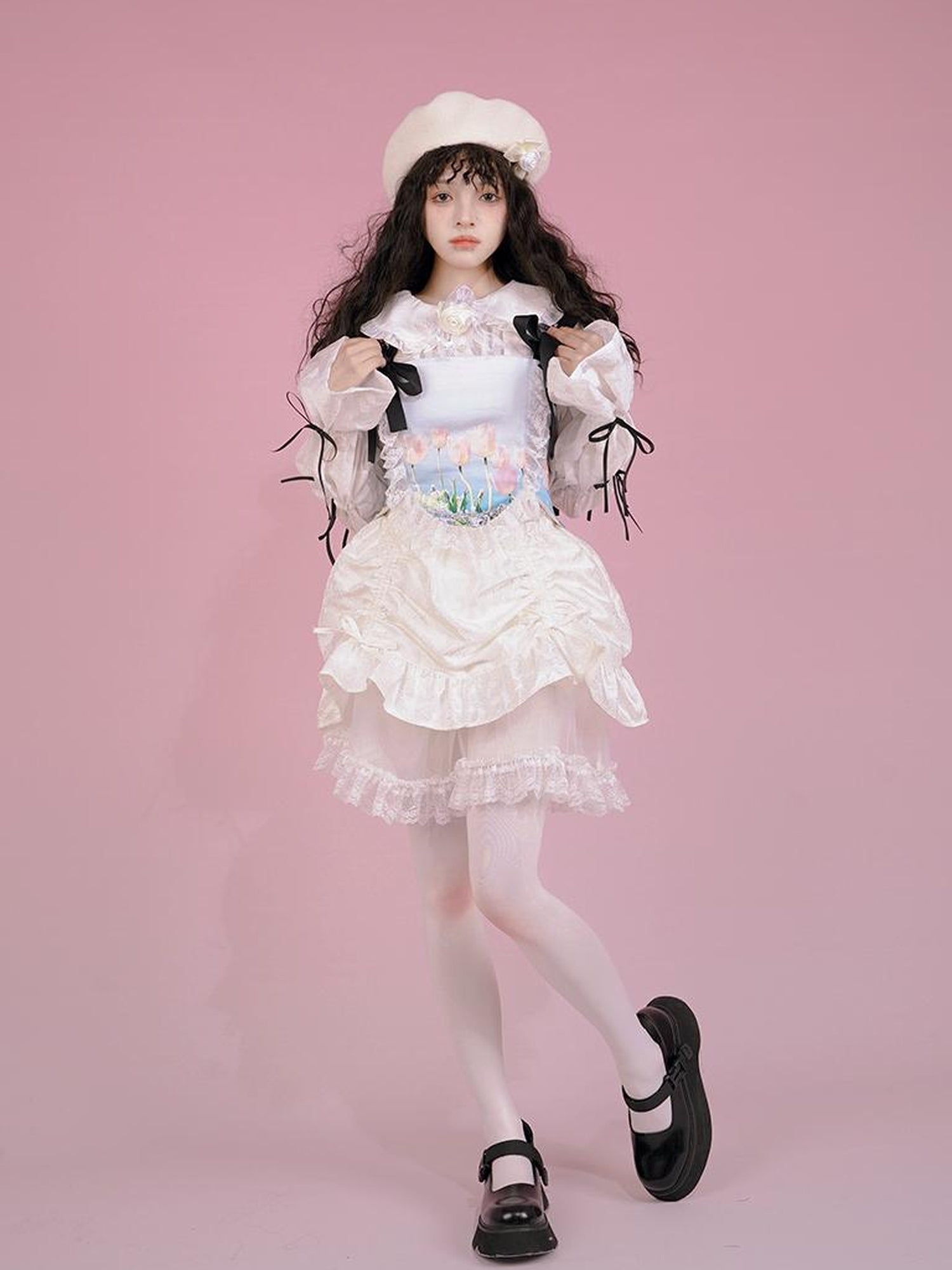Daytoday Floral Bloom Tulle Layered Mini Skirt Set