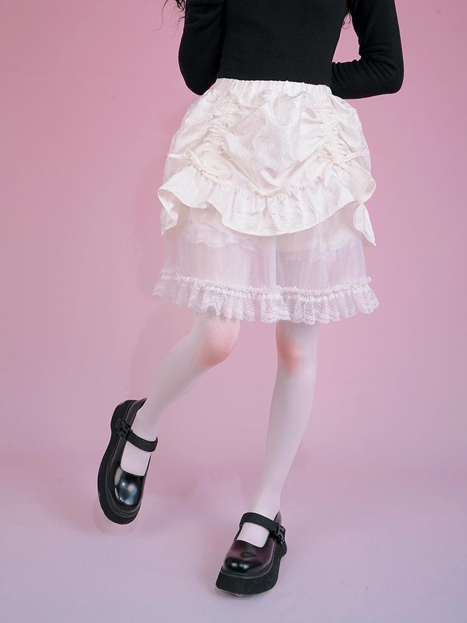 Daytoday Floral Bloom Tulle Layered Mini Skirt Set