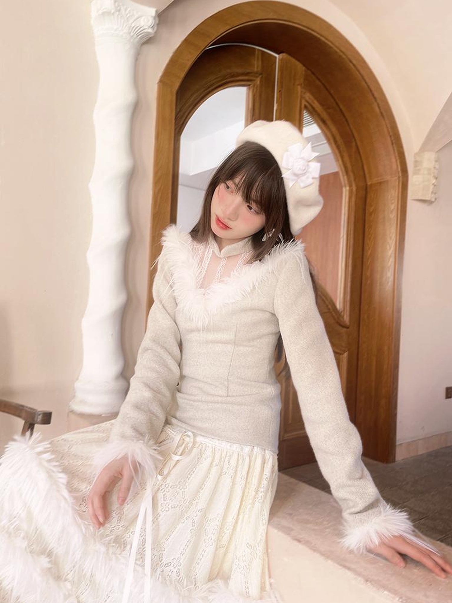 Daytoday Floral Embroidered Lace Qipao Blouse