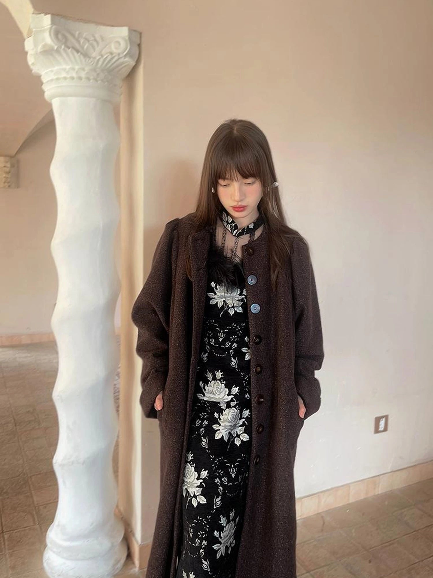 Floral Embroidered Lace Qipao Blouse