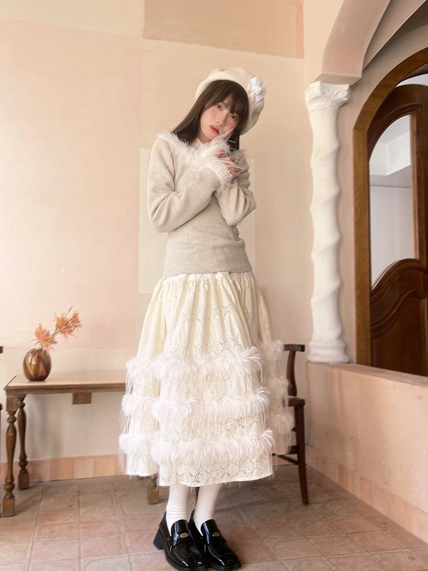 Daytoday Floral Embroidered Lace Qipao Blouse