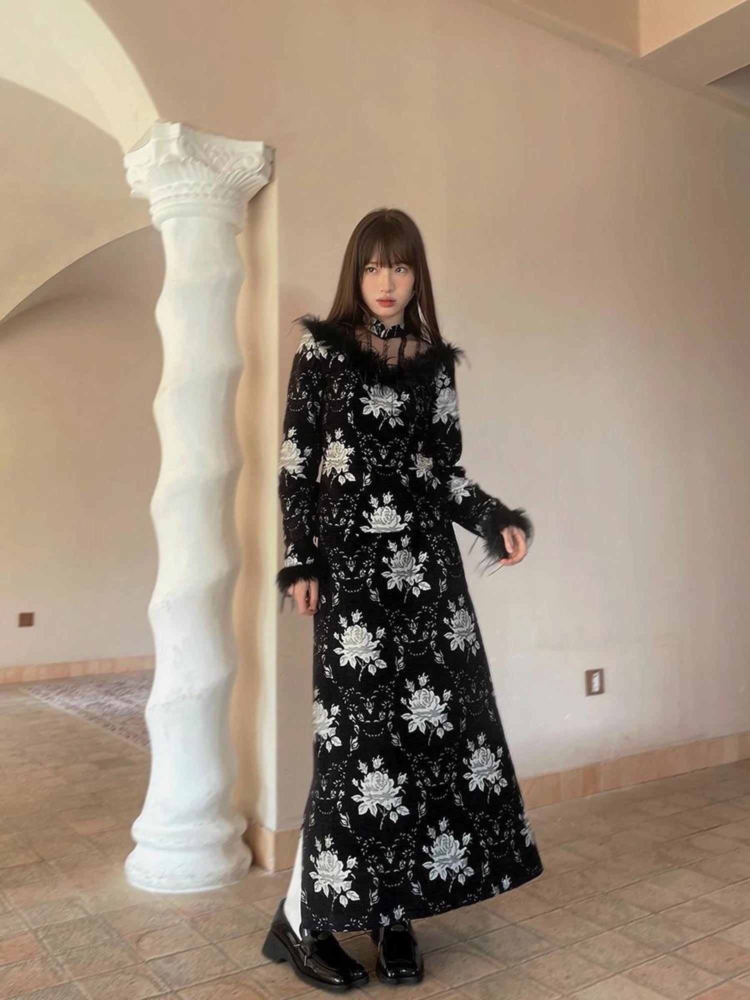 Floral Embroidered Lace Qipao Blouse