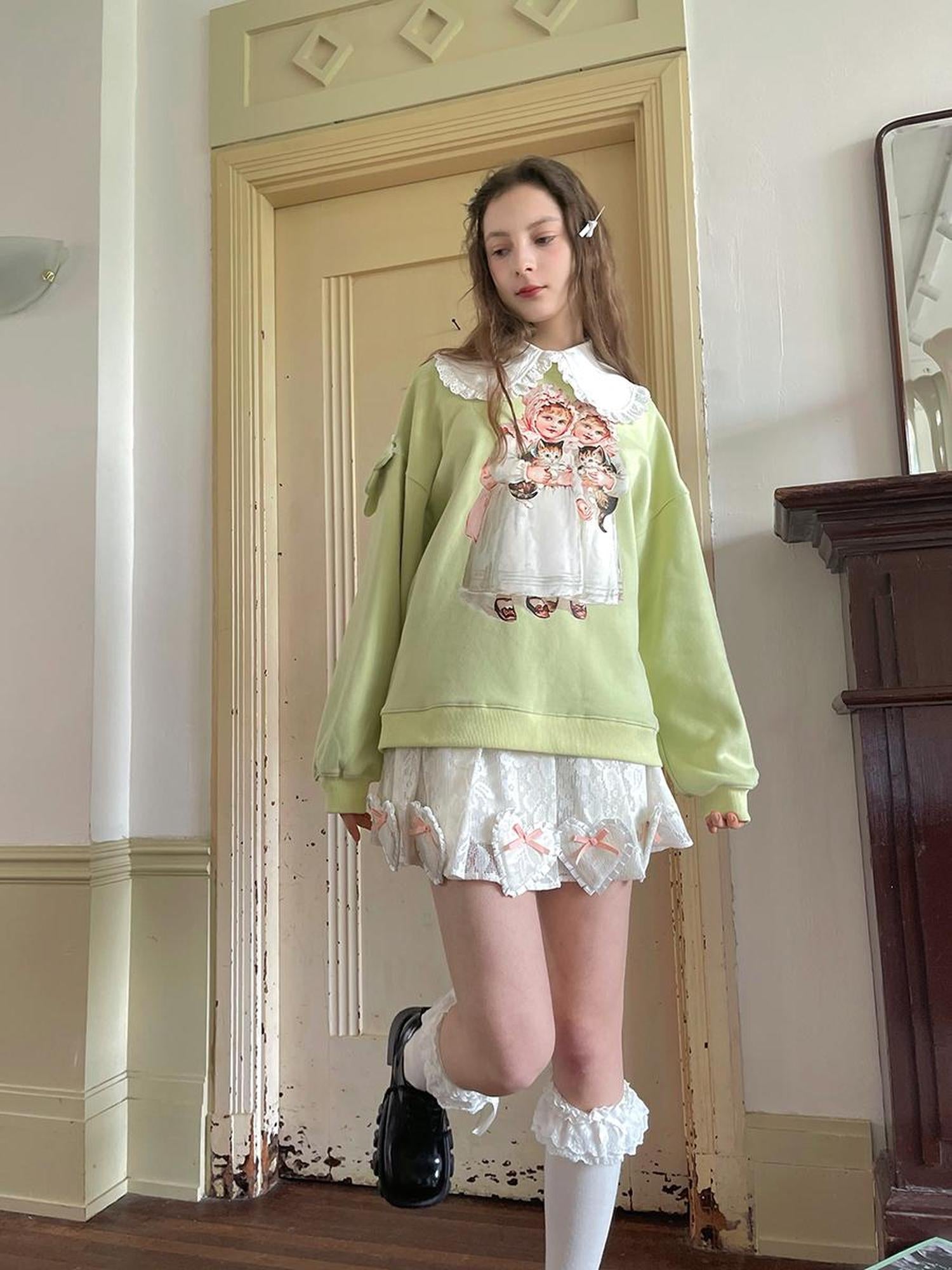 Daytoday Floral Lace Pleated Mini Skirt With Angel Tears Print