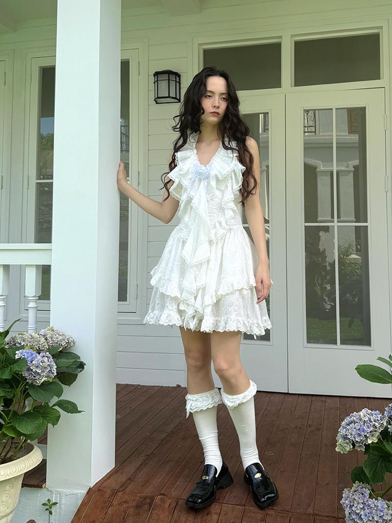 Daytoday Floral Lace Trim Halter Neck Sundress