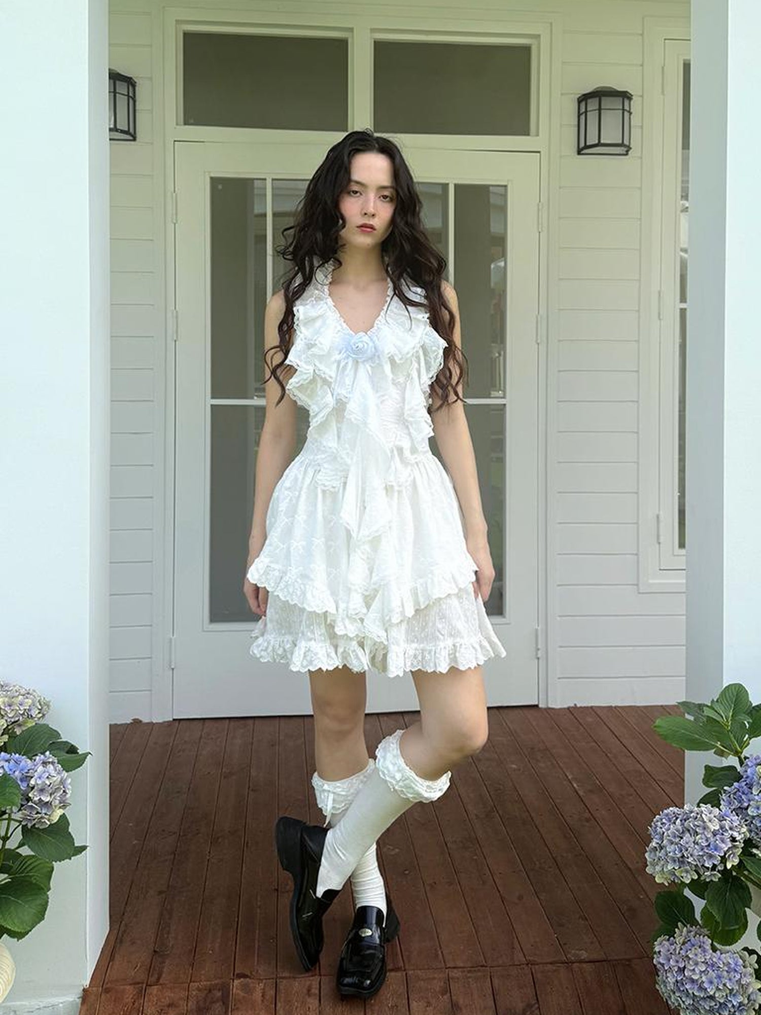 Daytoday Floral Lace Trim Halter Neck Sundress