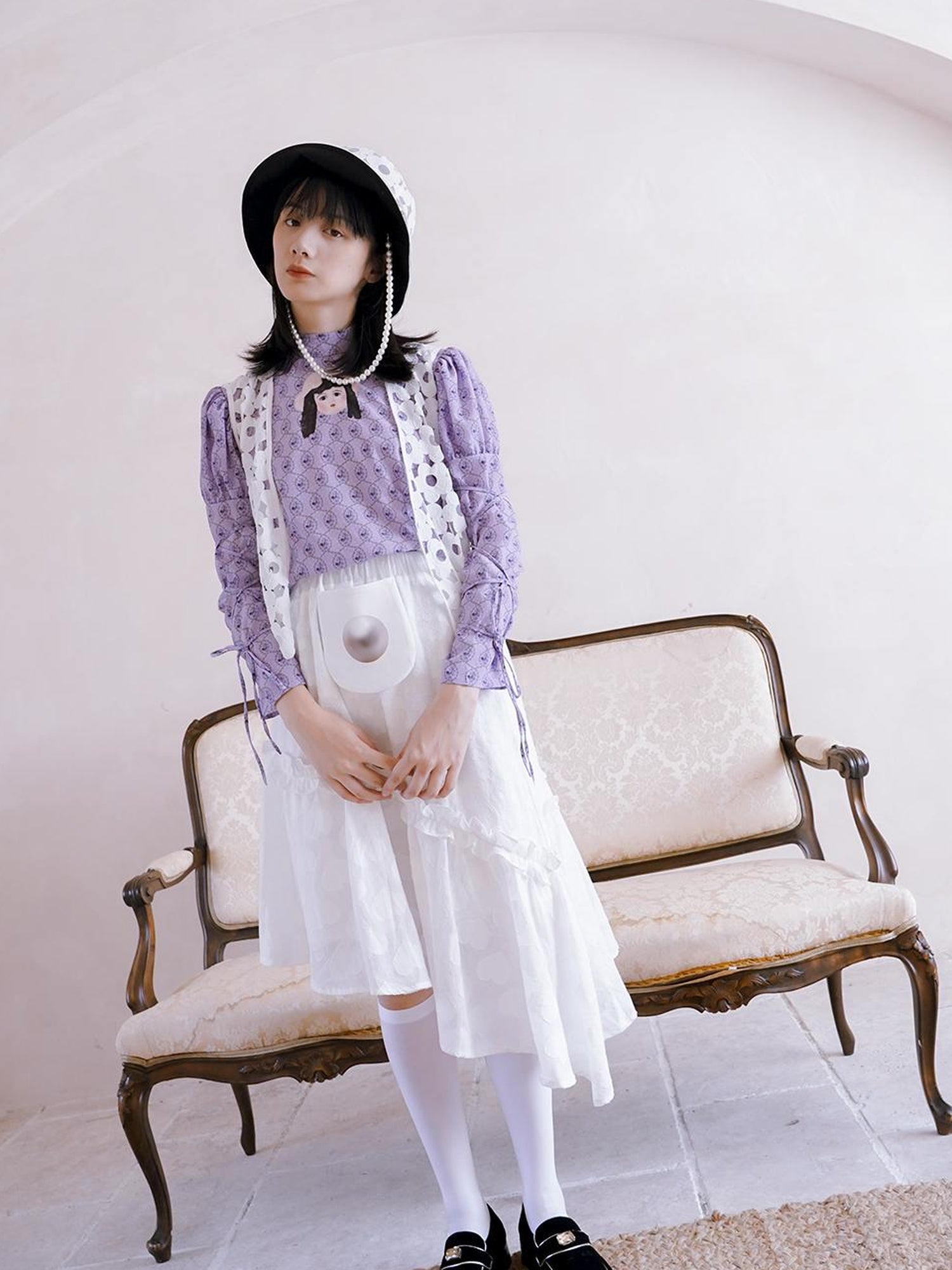 Daytoday Floral Pearl Checkered Bucket Hat