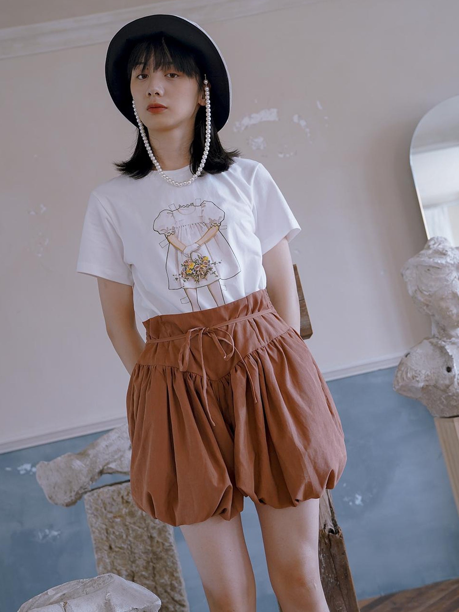 Daytoday Floral Pearl Checkered Bucket Hat