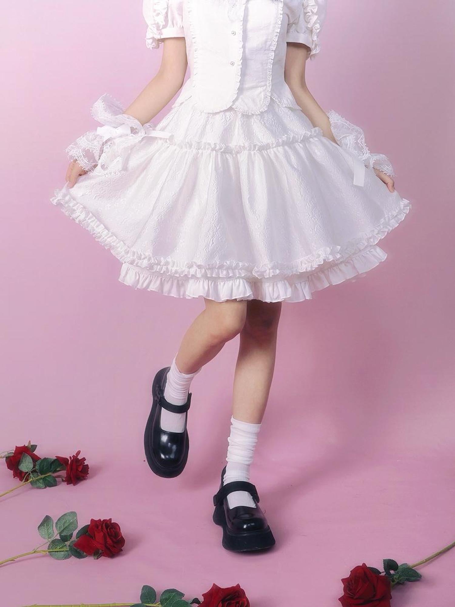 Daytoday Floral Tulle A Line Skirt with Elastic Waist