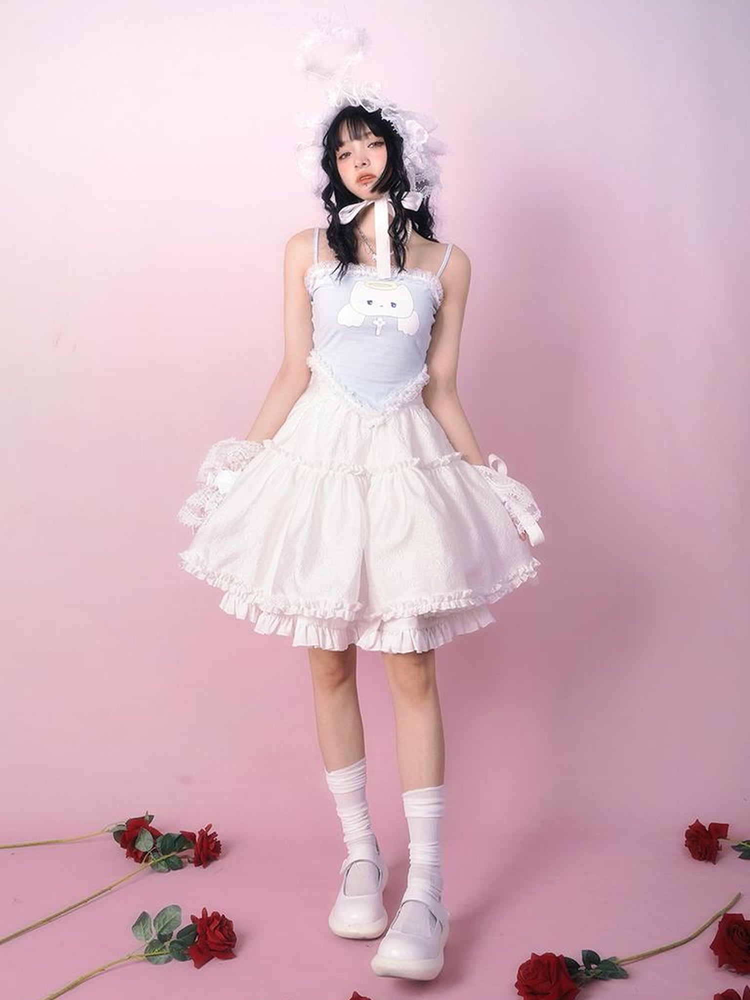 Daytoday Floral Tulle A Line Skirt with Elastic Waist