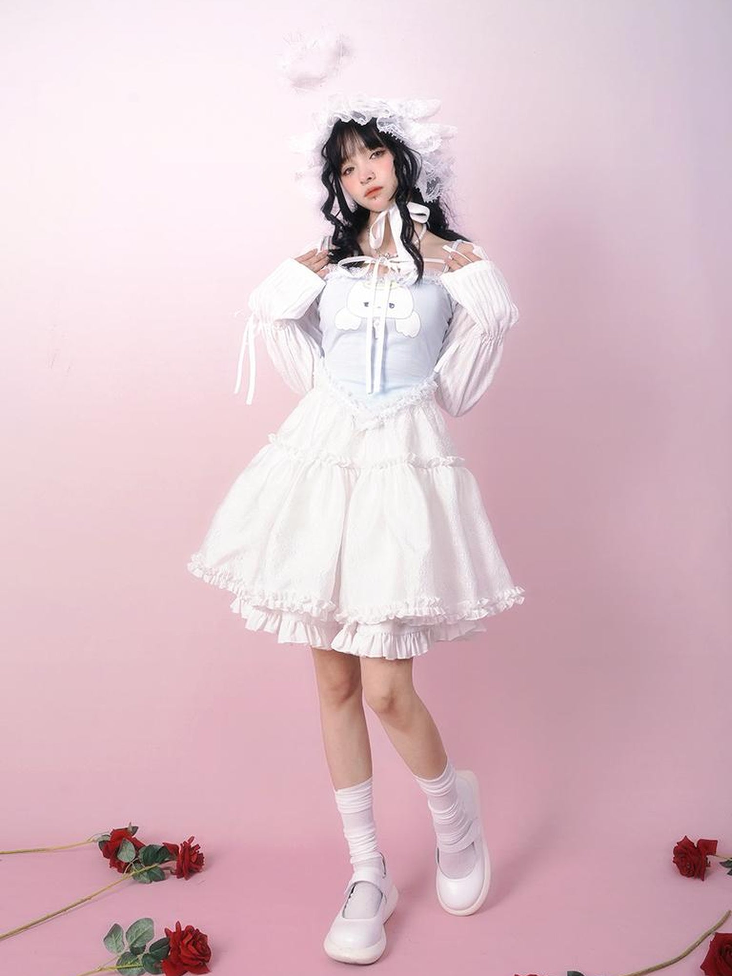 Daytoday Floral Tulle A Line Skirt with Elastic Waist