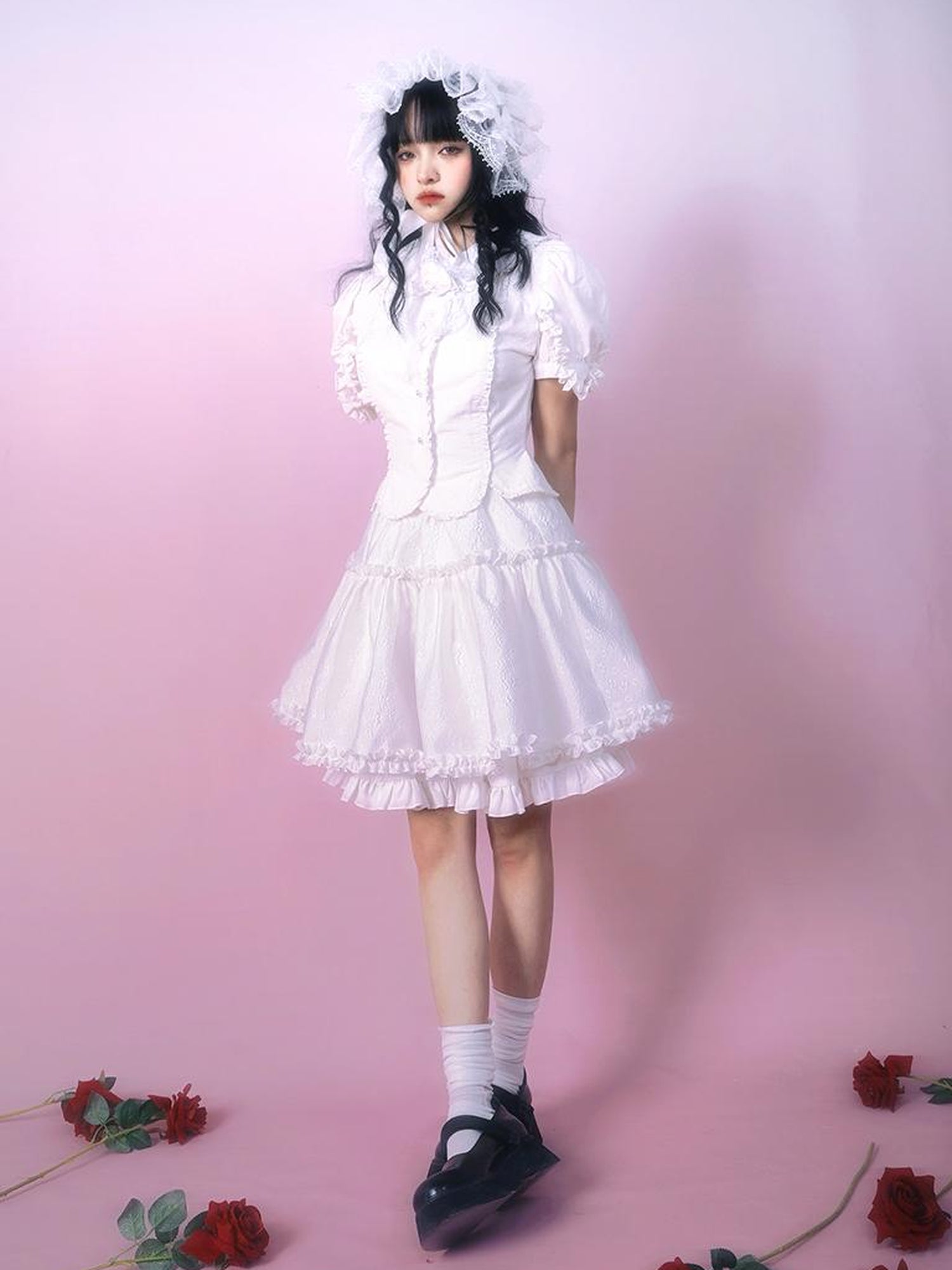 Daytoday Floral Tulle A Line Skirt with Elastic Waist