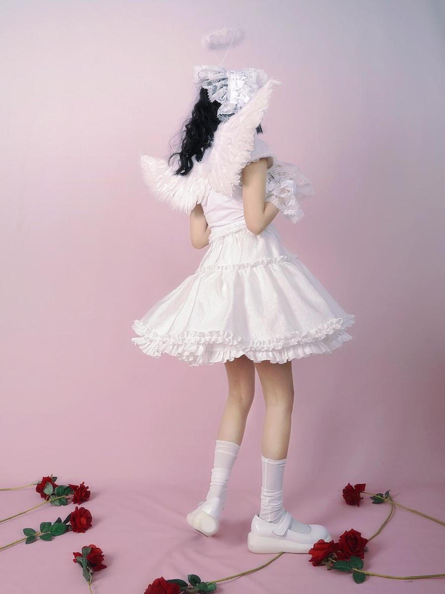 Daytoday Floral Tulle A Line Skirt with Elastic Waist