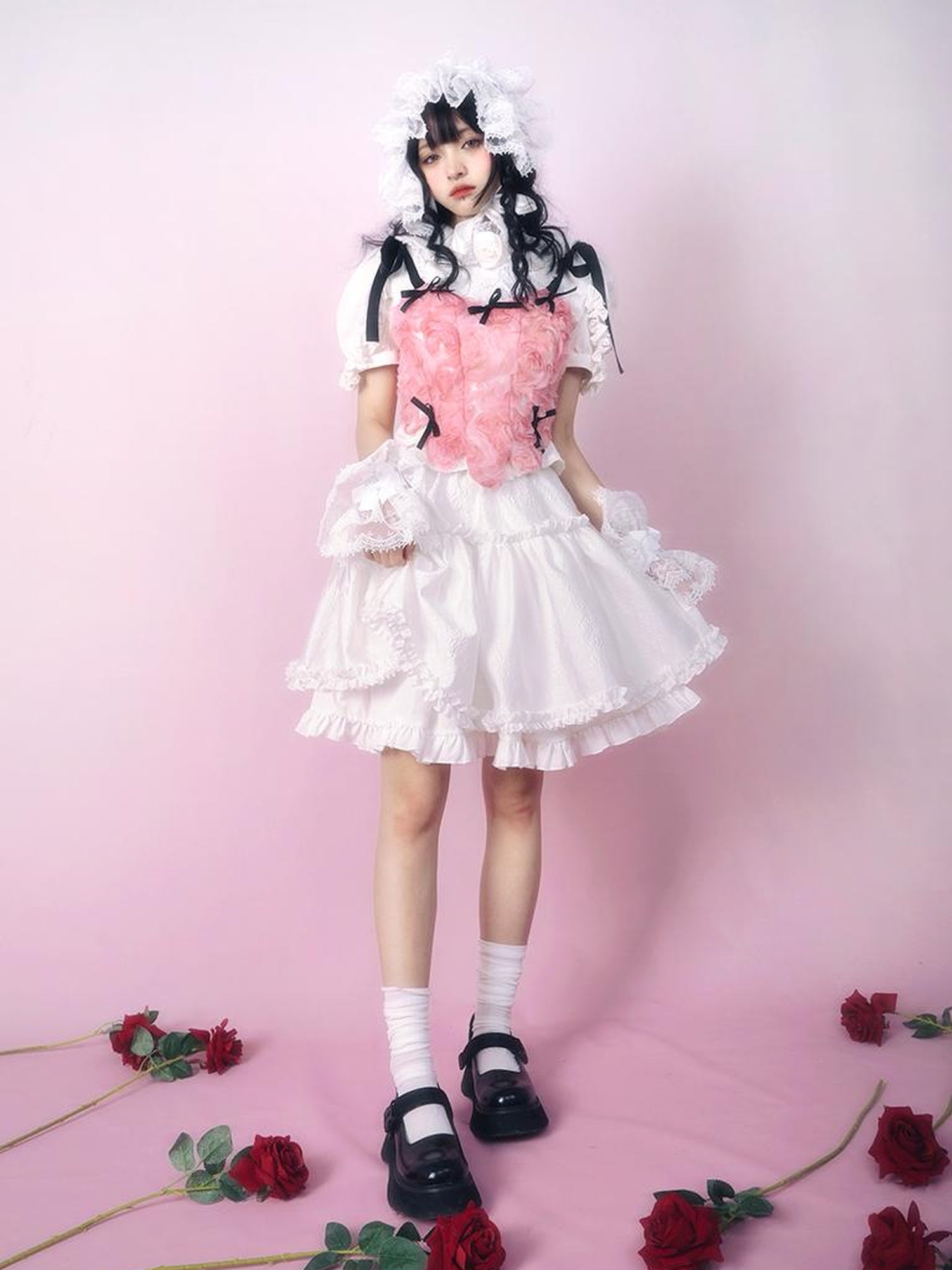 Daytoday Floral Tulle A Line Skirt with Elastic Waist