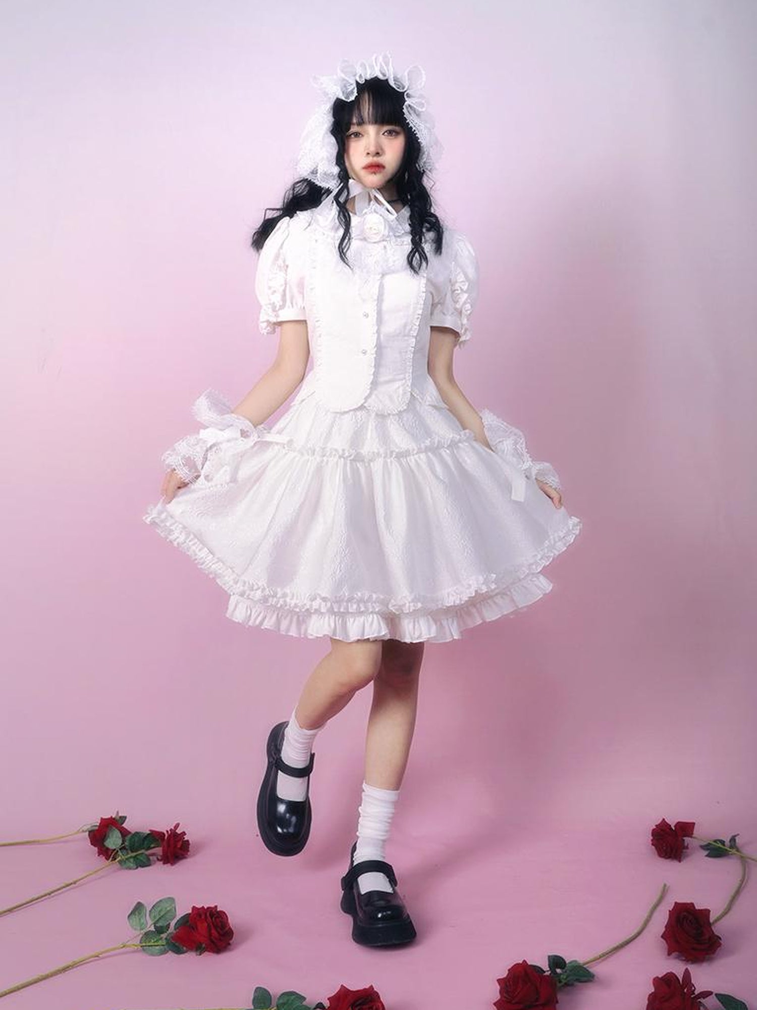 Daytoday Floral Tulle A Line Skirt with Elastic Waist