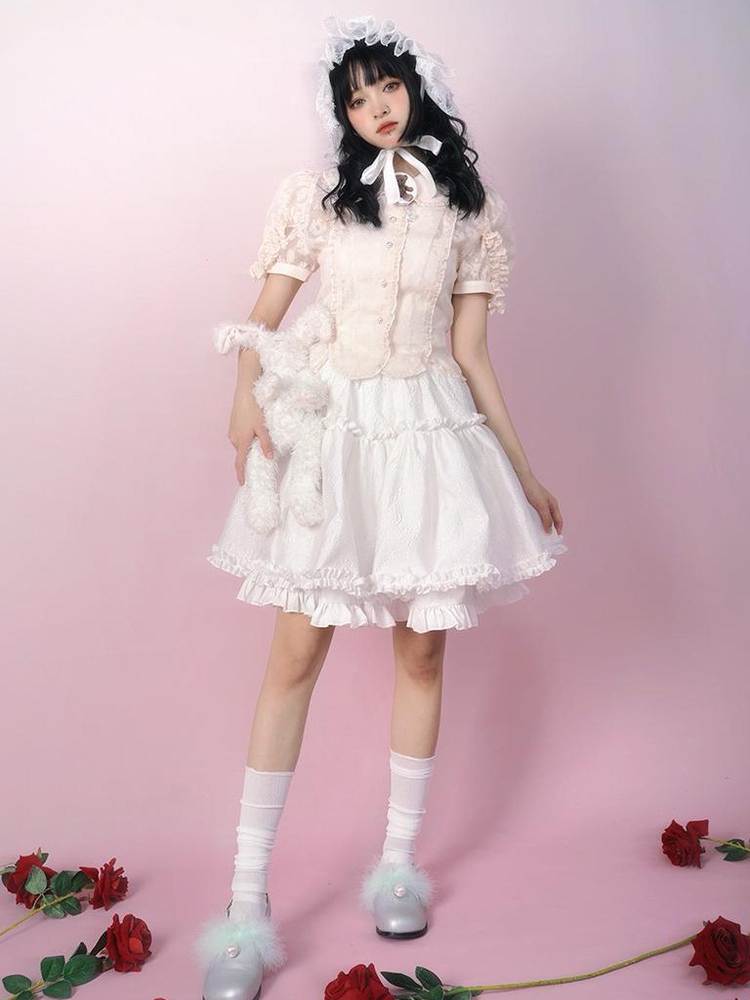 Daytoday Floral Tulle A Line Skirt with Elastic Waist