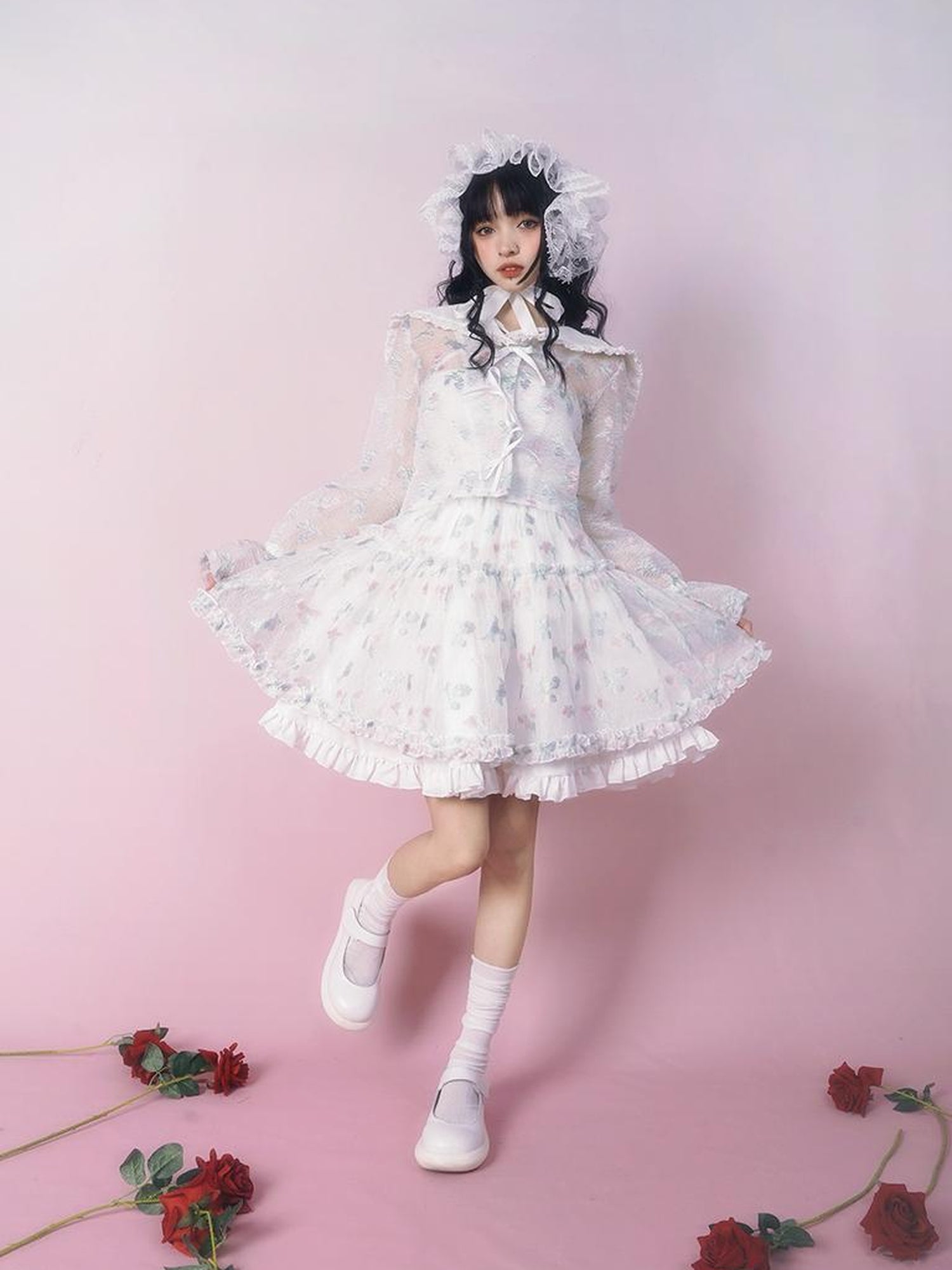 Daytoday Floral Tulle A Line Skirt with Elastic Waist