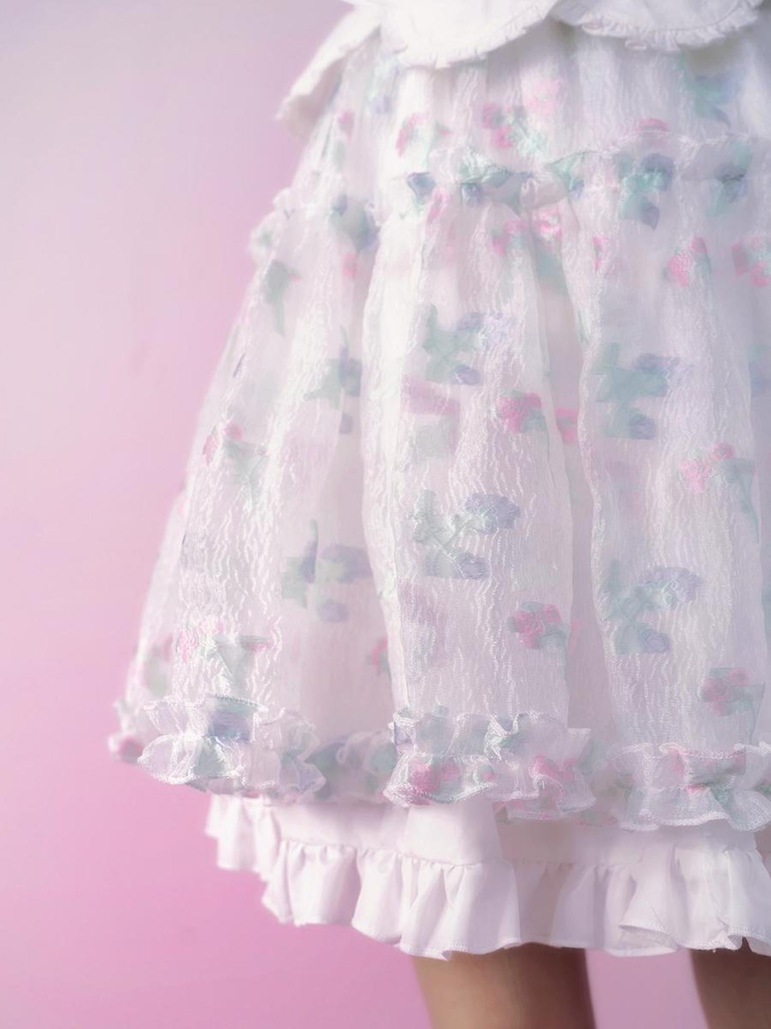 Daytoday Floral Tulle A Line Skirt with Elastic Waist