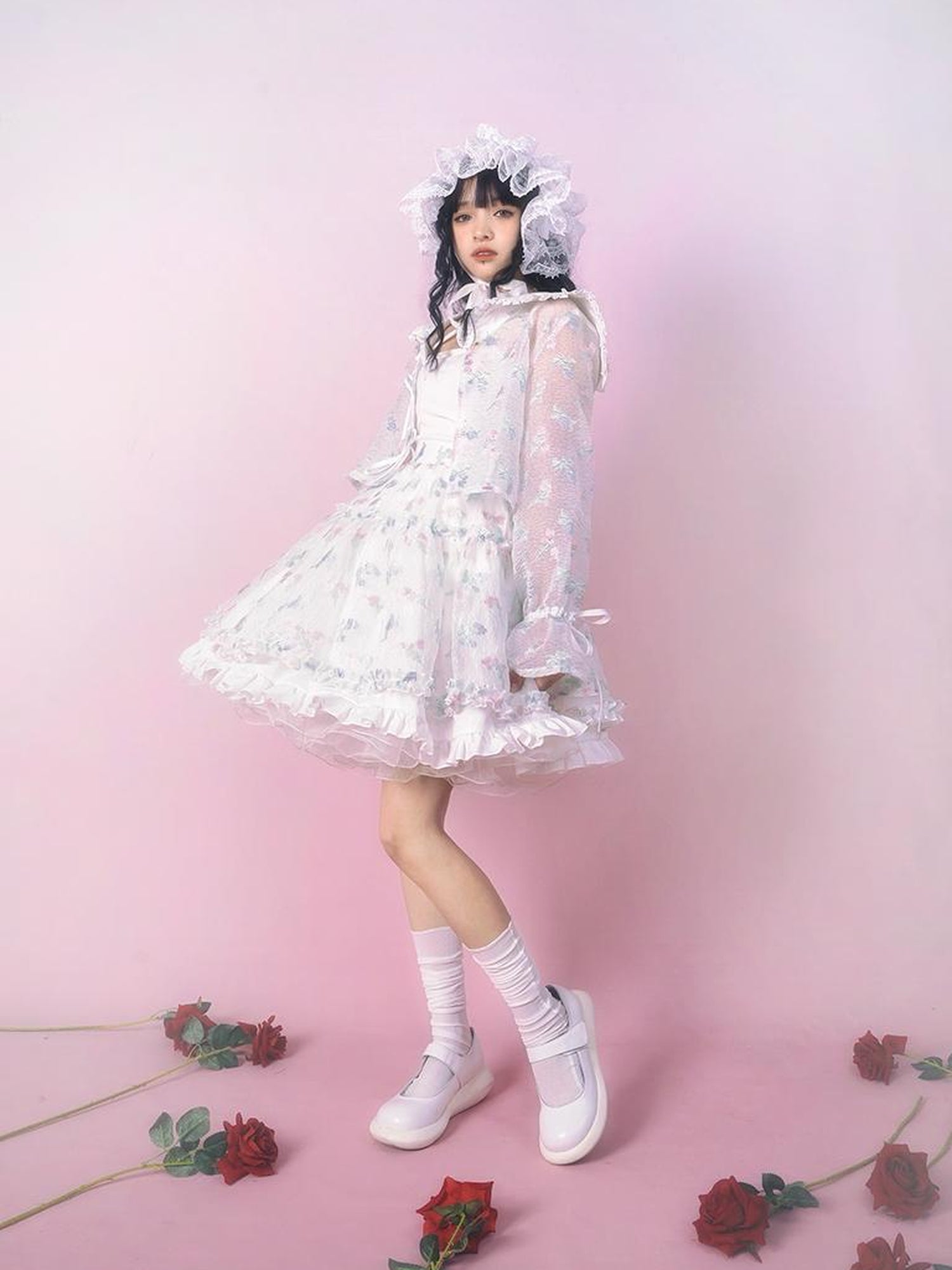 Daytoday Floral Tulle A Line Skirt with Elastic Waist