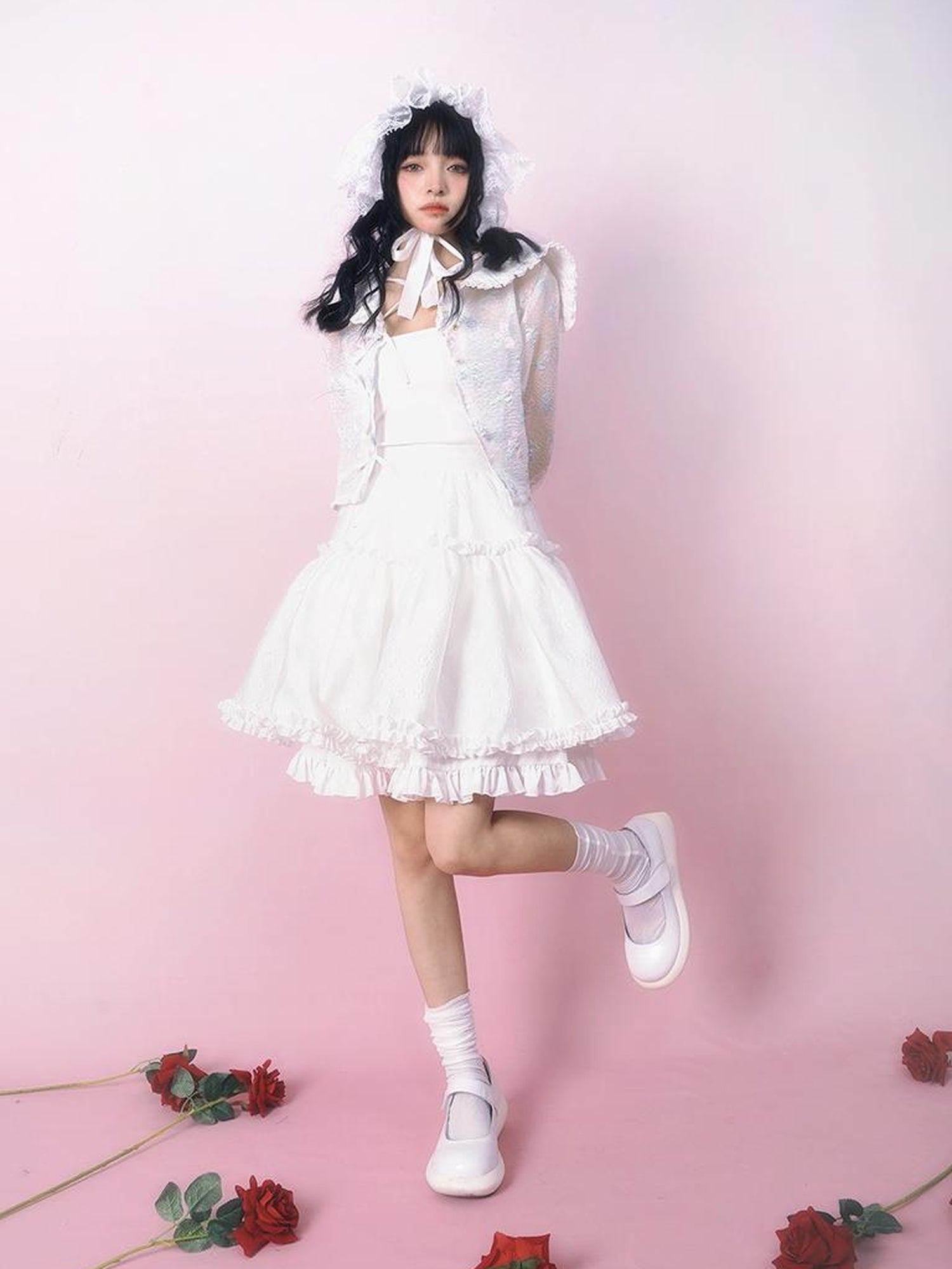 Daytoday Floral Tulle A Line Skirt with Elastic Waist