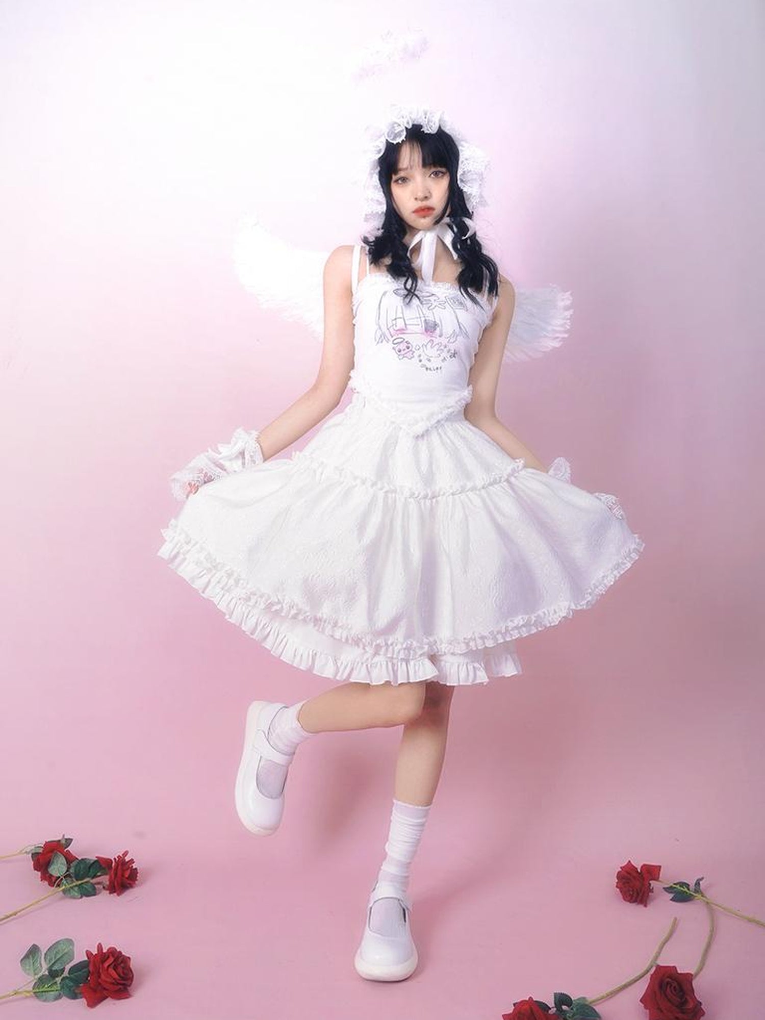 Daytoday Floral Tulle A Line Skirt with Elastic Waist