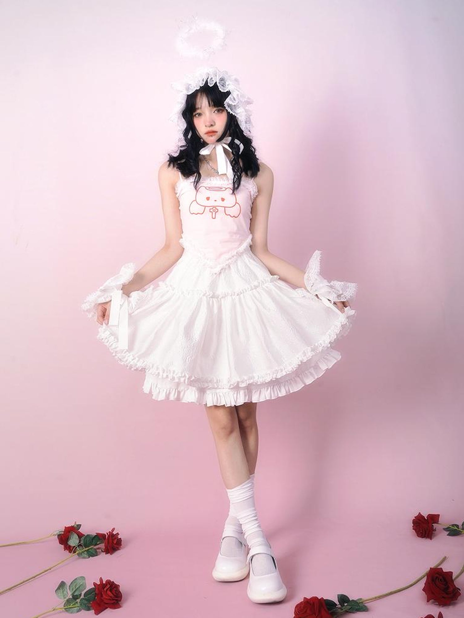 Daytoday Floral Tulle A Line Skirt with Elastic Waist