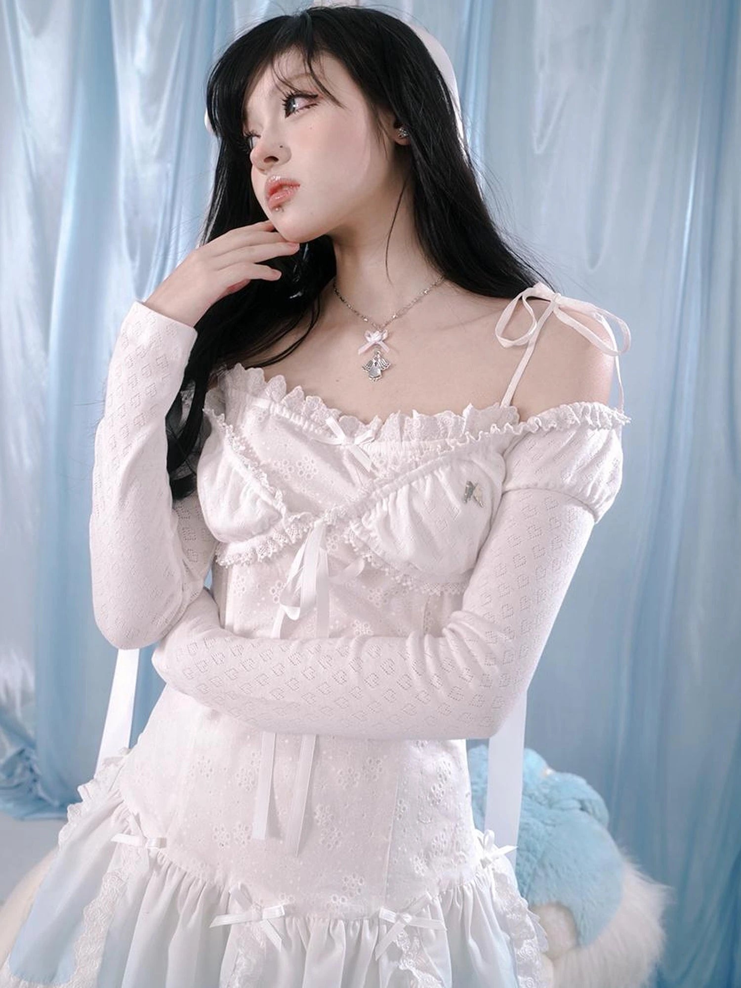 Gradient Petal Teddy Bear Slip Dress