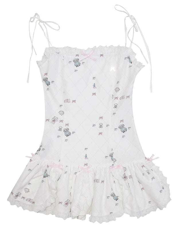 Gradient Petal Teddy Bear Slip Dress