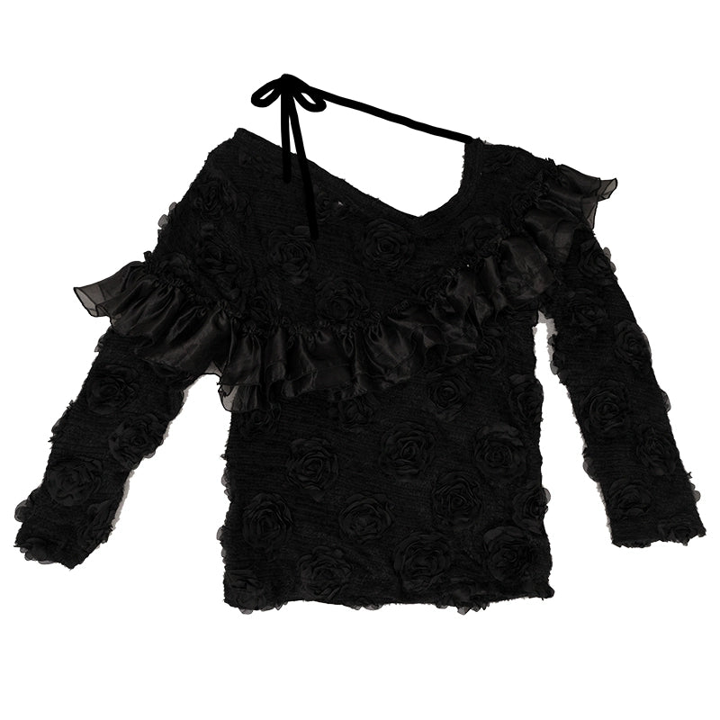 Daytoday_Heavenly_Bloom_Knit_Top_With_3D_Roses_V_Neck_T_Shirt_Long_Sleeve_MISSTT