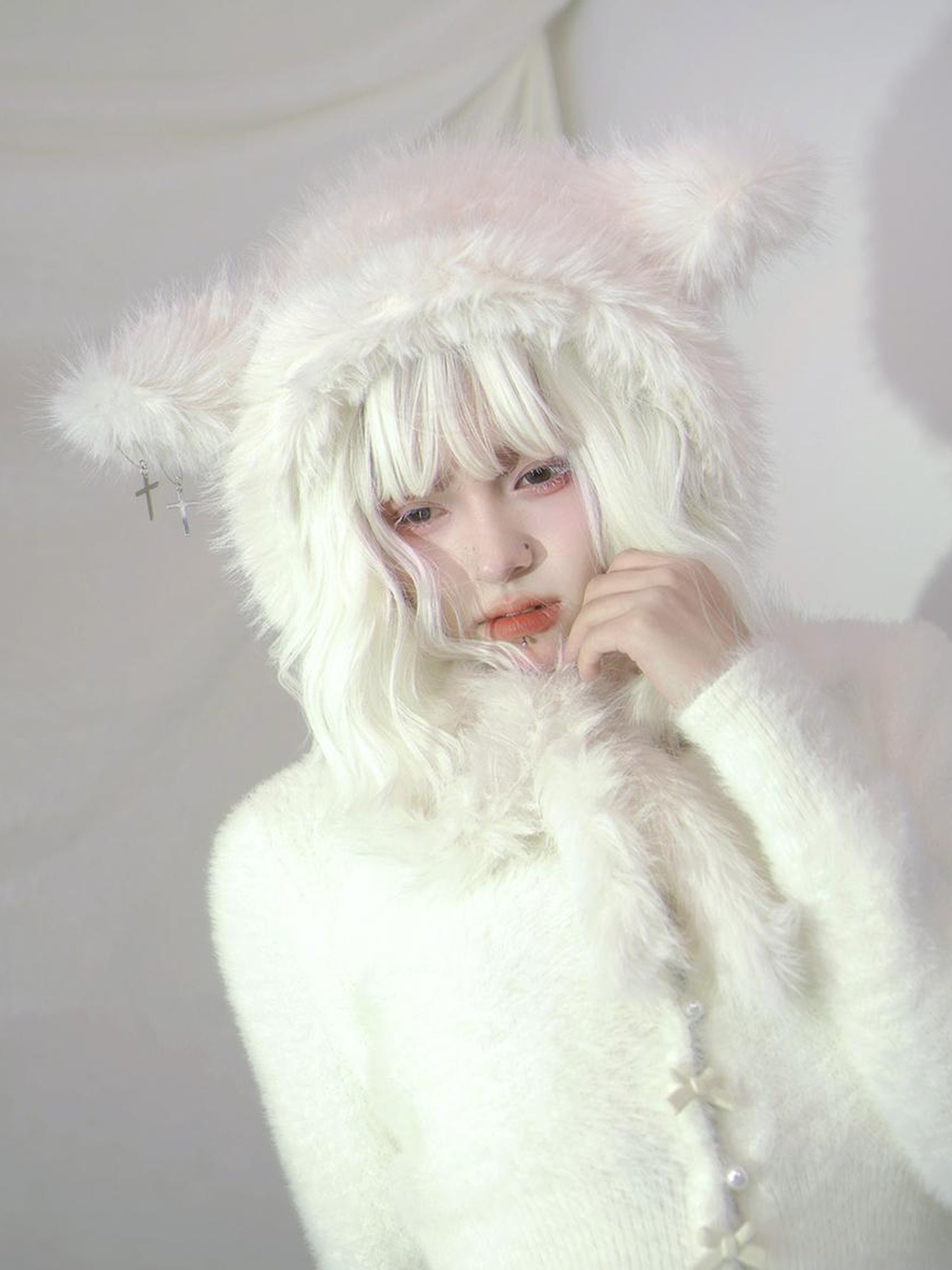 Daytoday Heavenly Lamb Ear Cross Bow Knit Hat