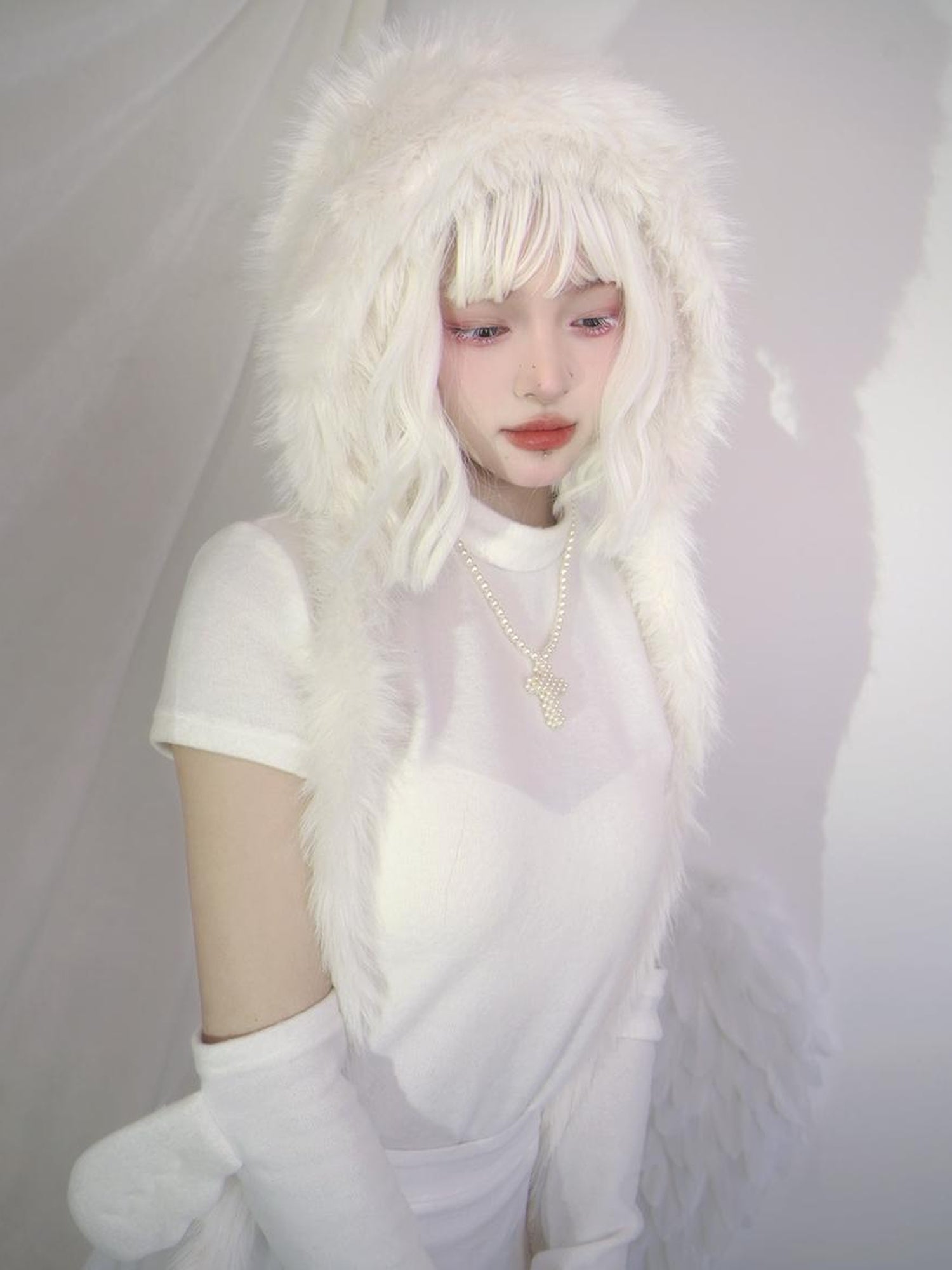 Daytoday Heavenly Lamb Ear Cross Bow Knit Hat