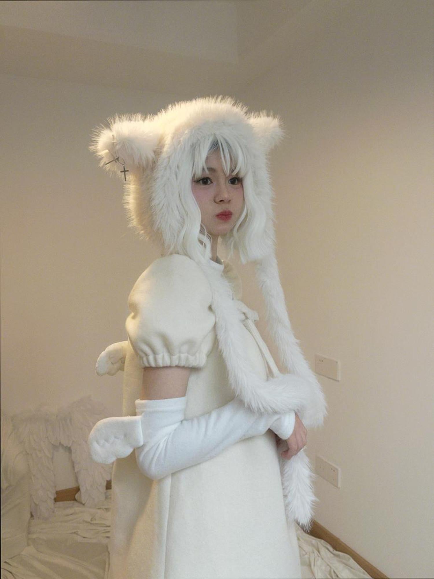 Daytoday Heavenly Lamb Ear Cross Bow Knit Hat