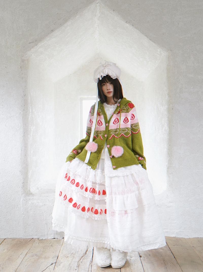 Daytoday Hooded Fair Isle Fruit Jacquard Women&