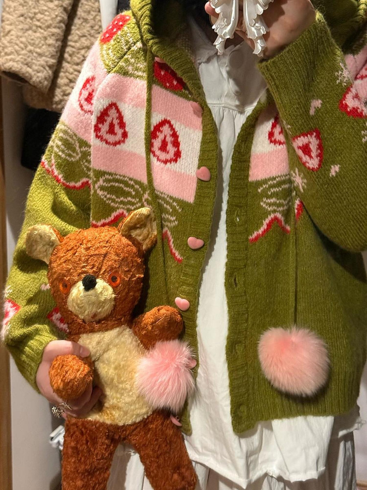 Daytoday Hooded Fair Isle Fruit Jacquard Women&