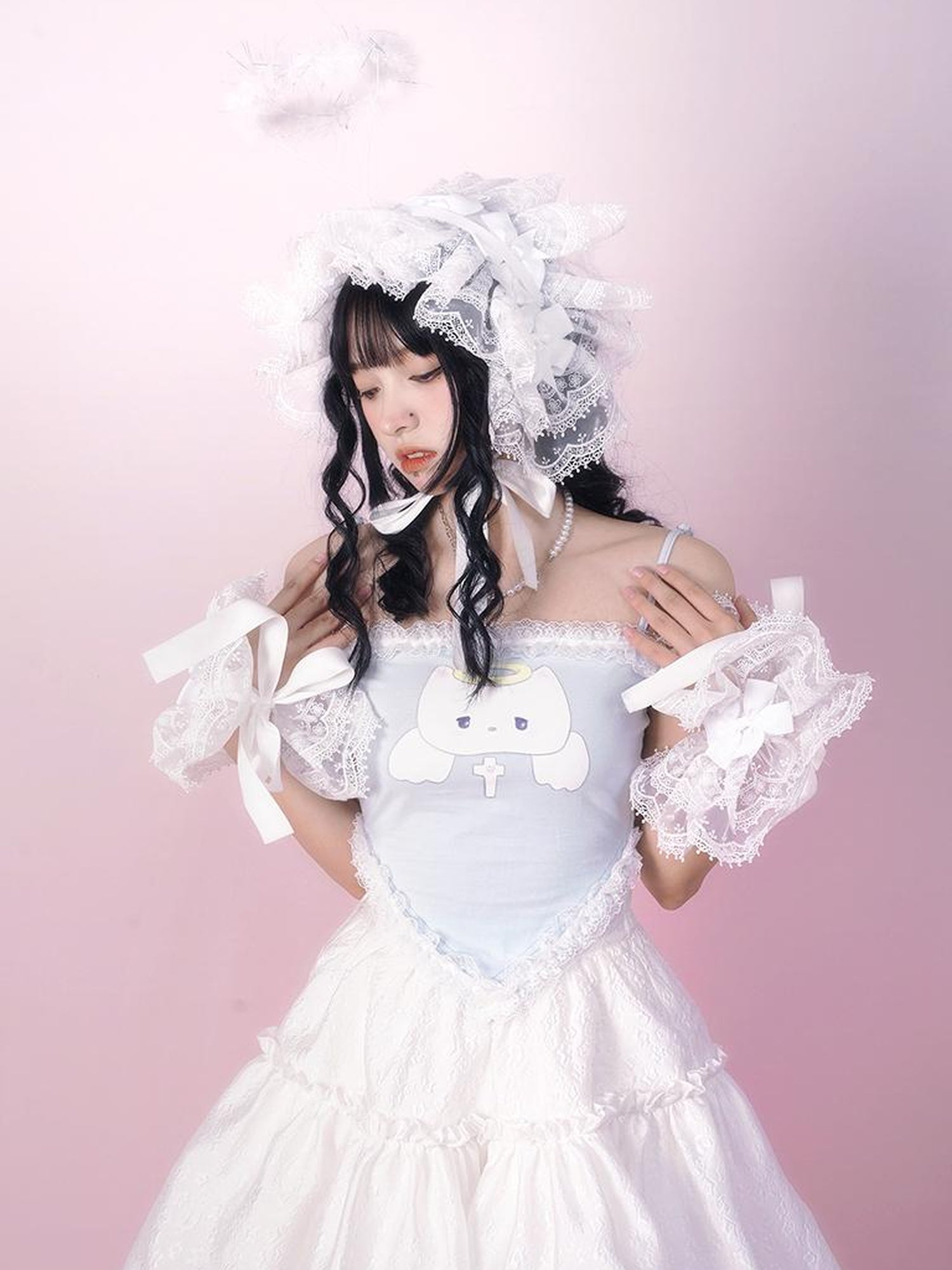 Daytoday Lace Angel Kitty Asymmetrical Cami