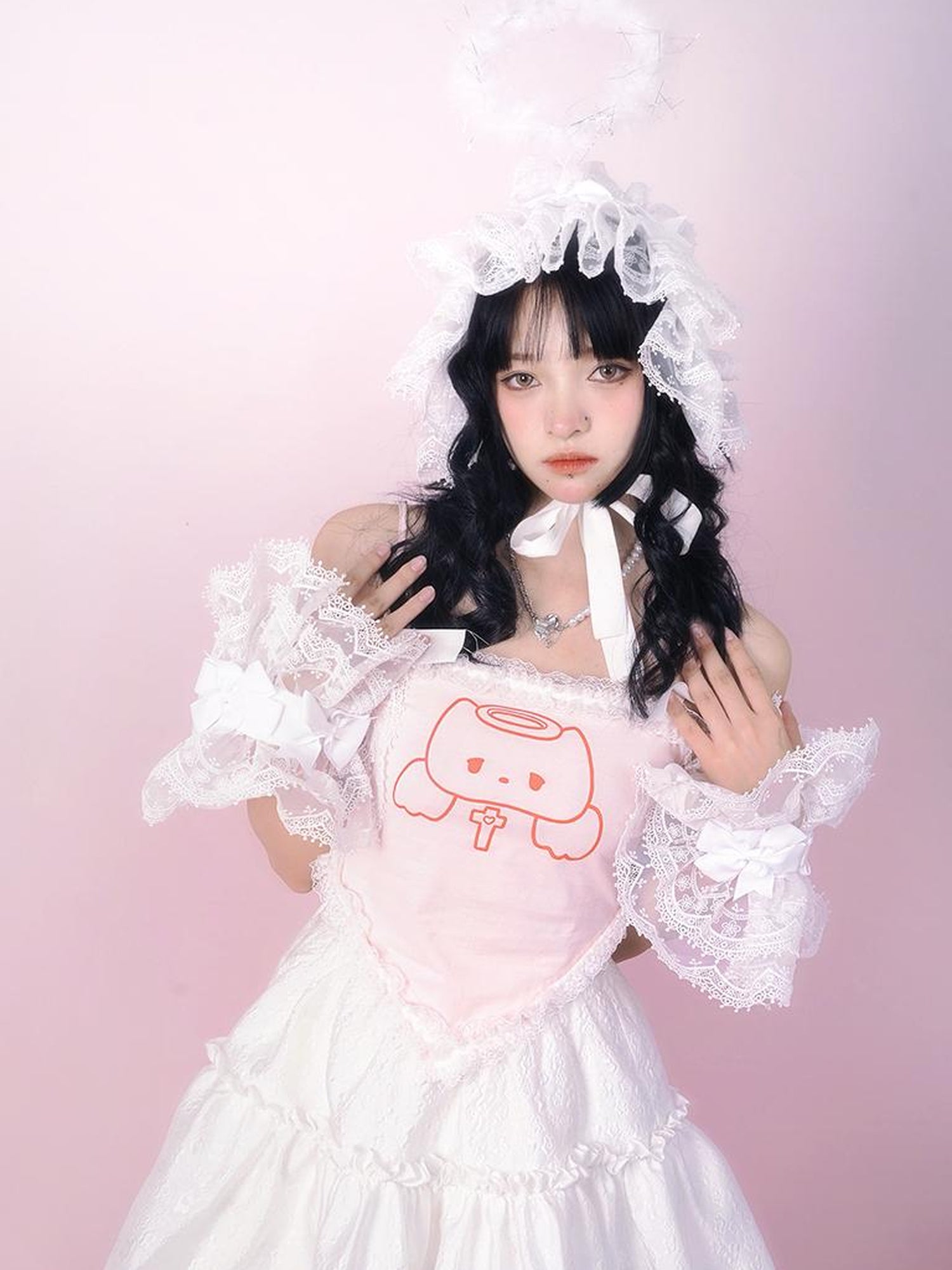 Daytoday Lace Angel Kitty Asymmetrical Cami