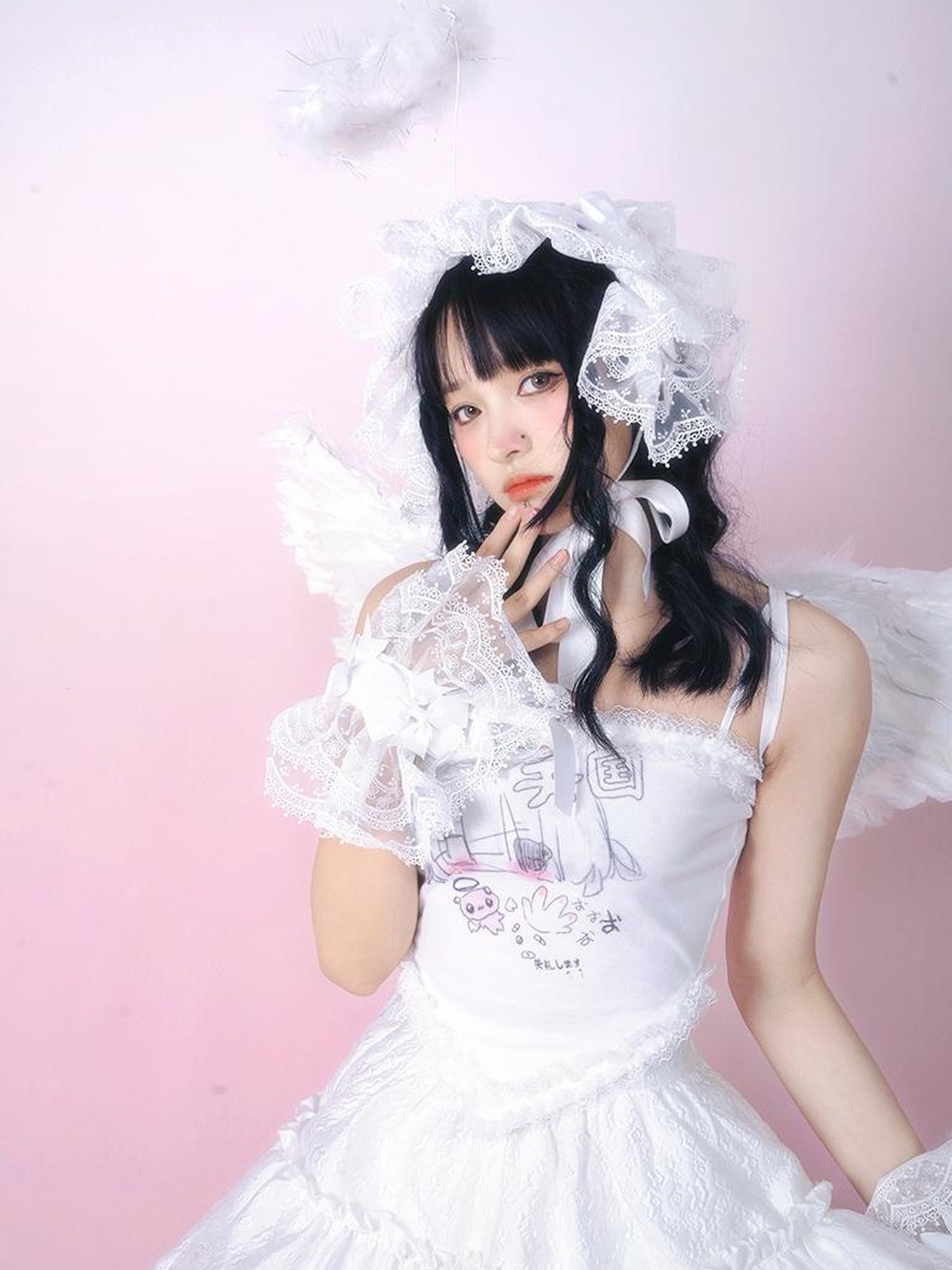 Daytoday Lace Angel Kitty Asymmetrical Cami