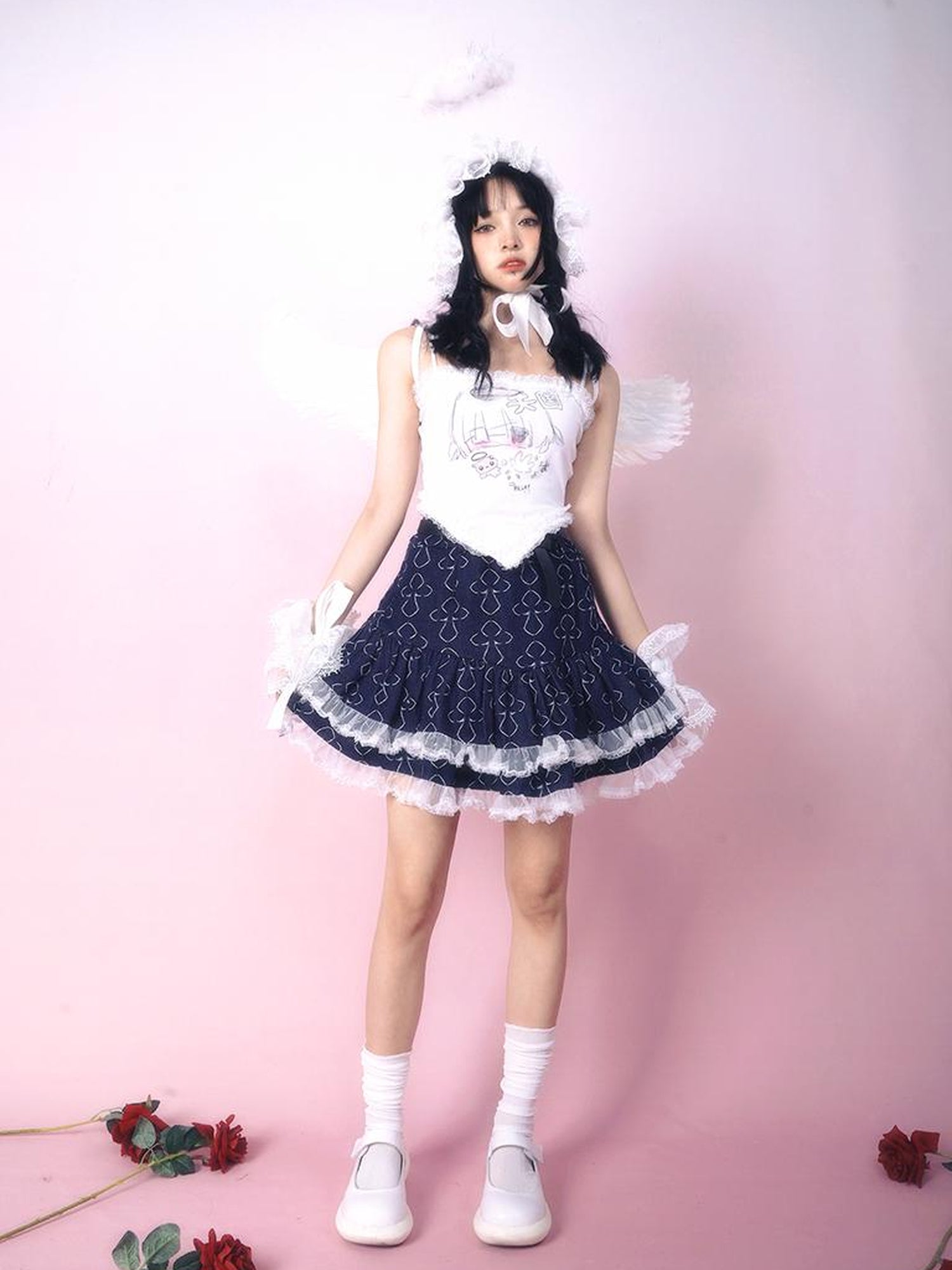 Daytoday Lace Angel Kitty Asymmetrical Cami