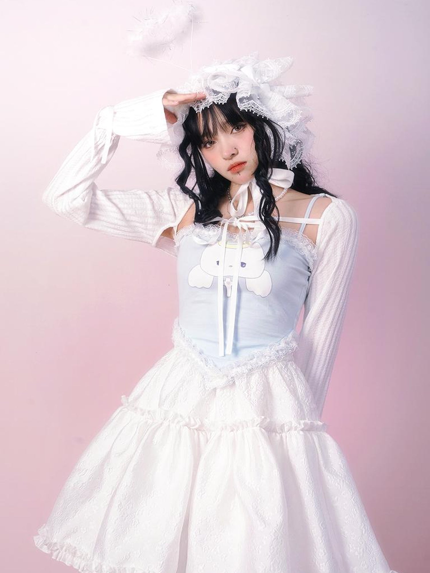 Daytoday Lace Angel Kitty Asymmetrical Cami