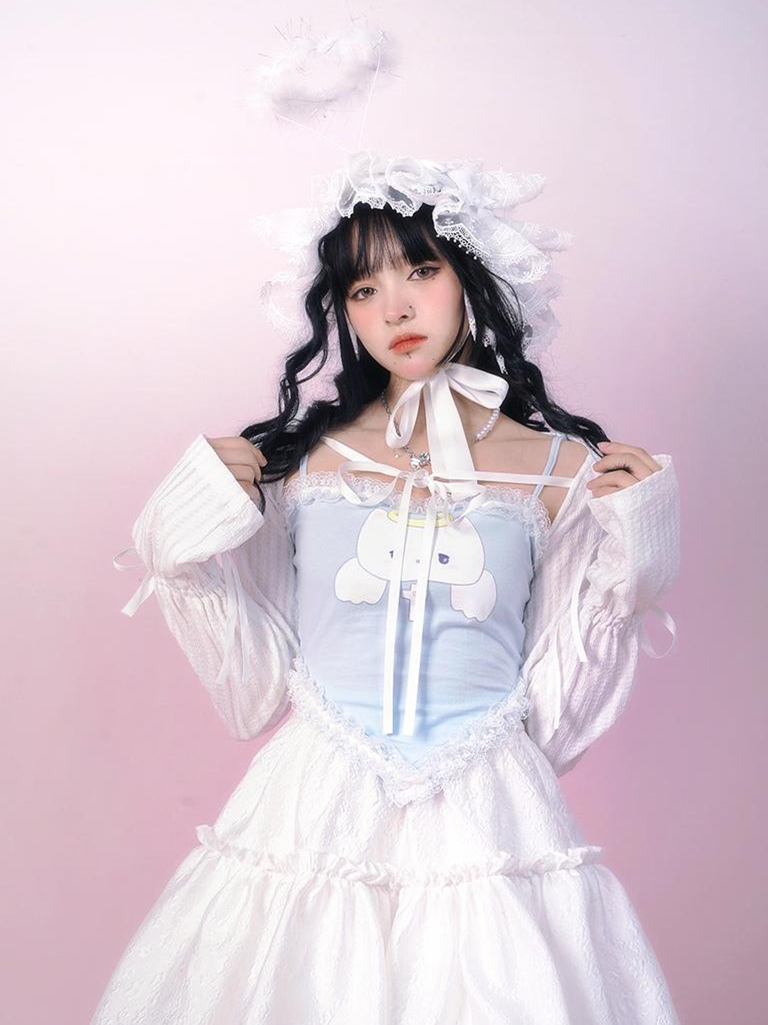 Daytoday Lace Angel Kitty Asymmetrical Cami