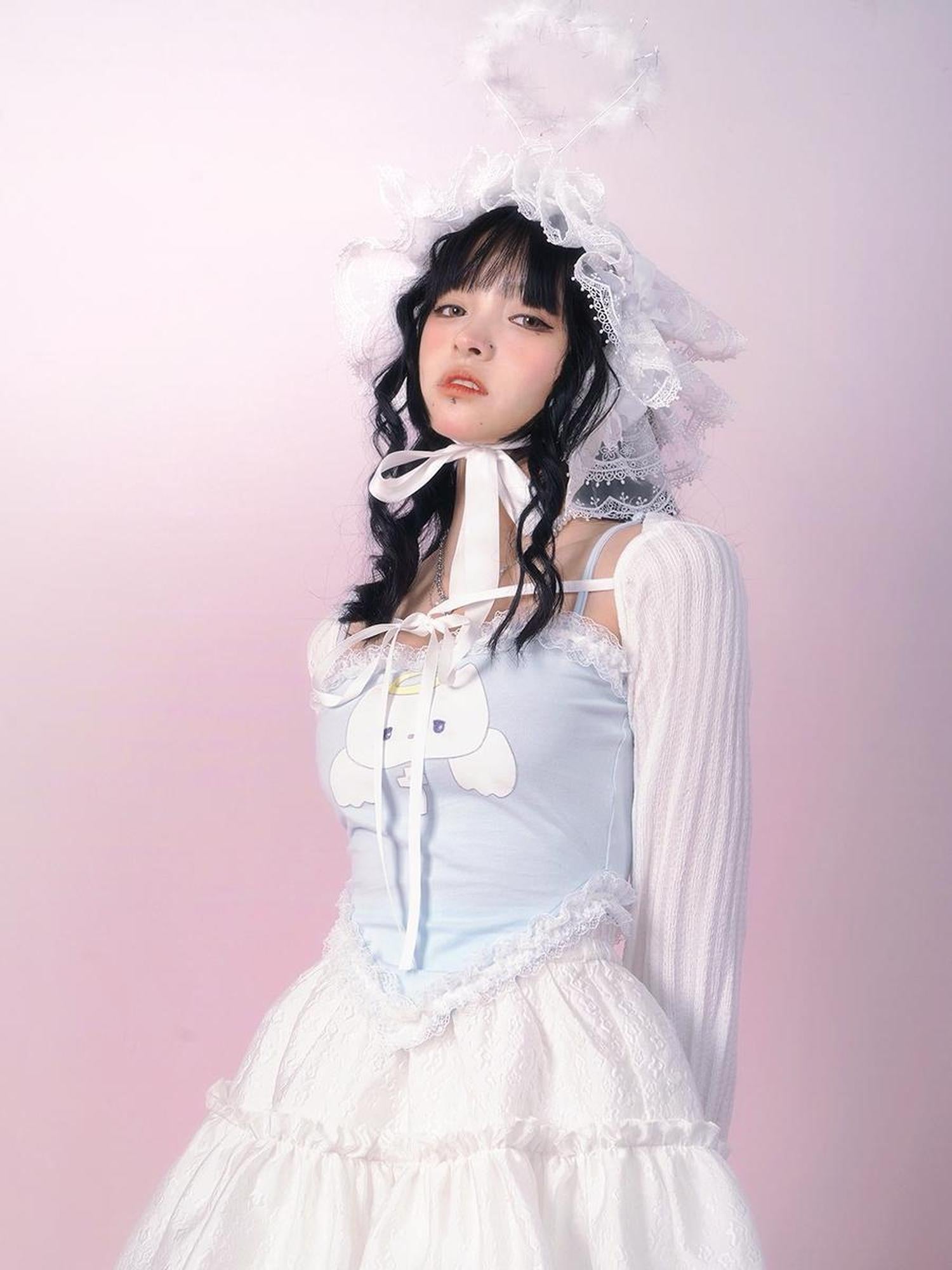 Daytoday Lace Angel Kitty Asymmetrical Cami