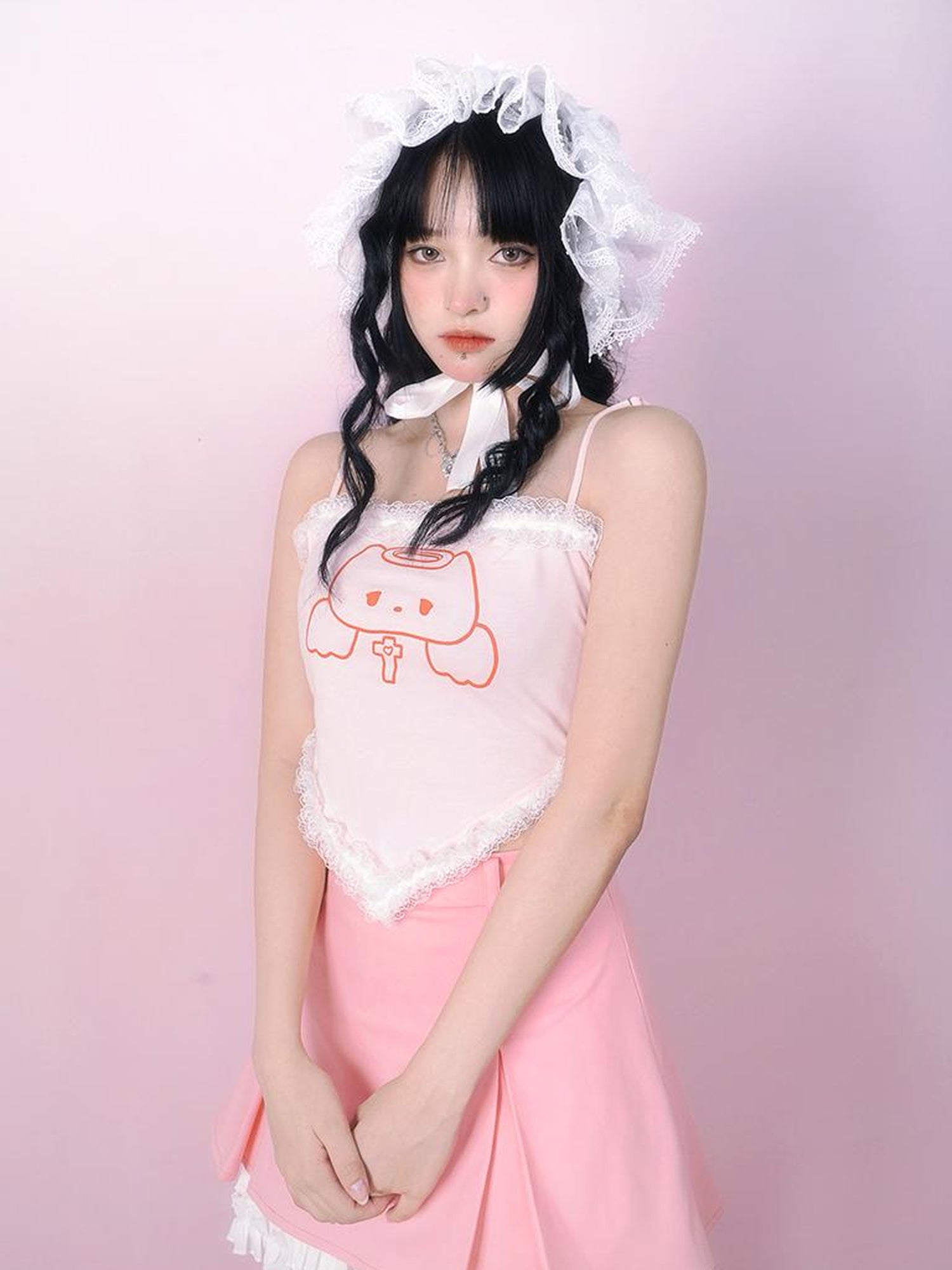 Daytoday Lace Angel Kitty Asymmetrical Cami