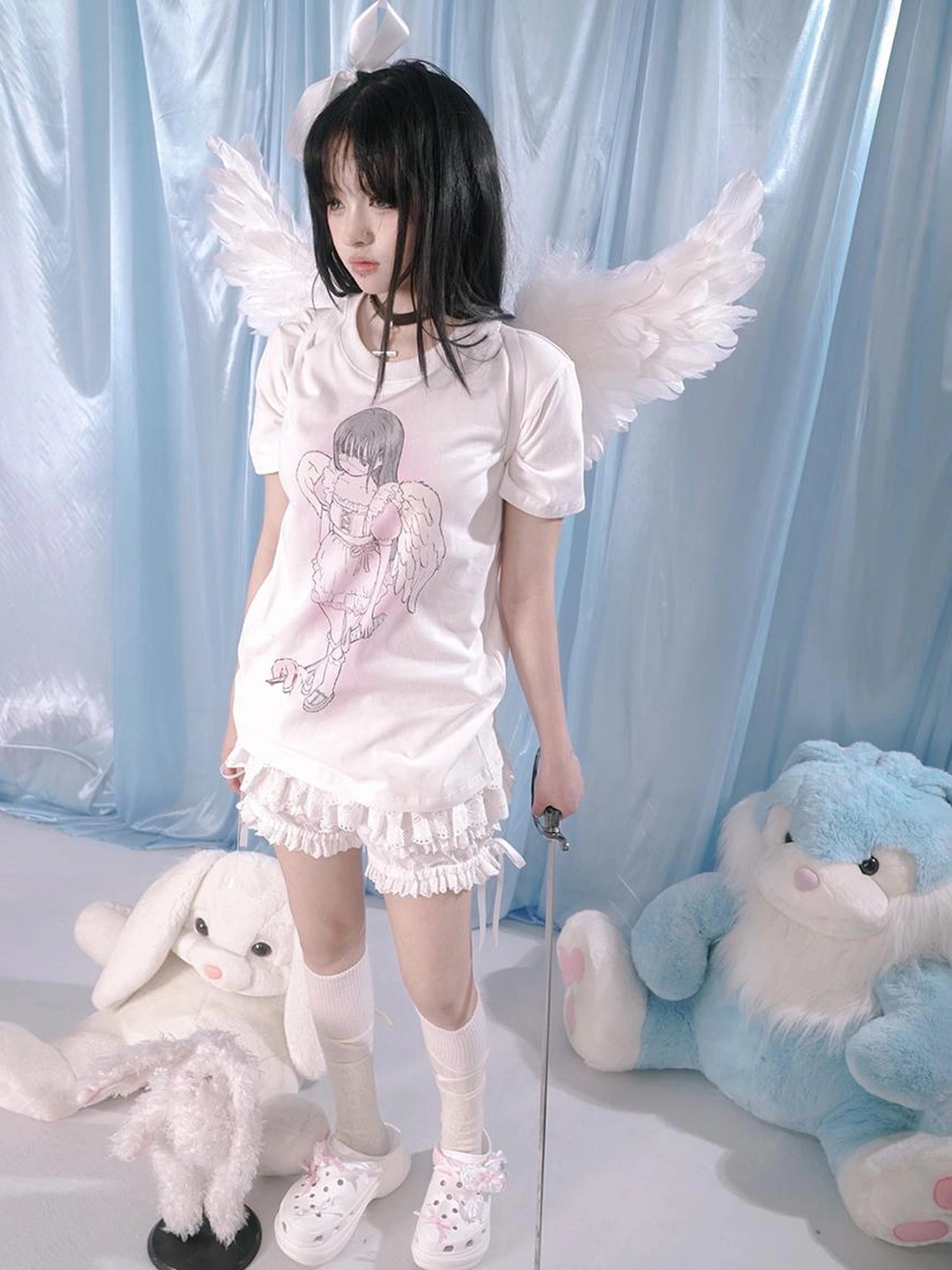 Lace Trim Cotton Ballet Shorts With Lining