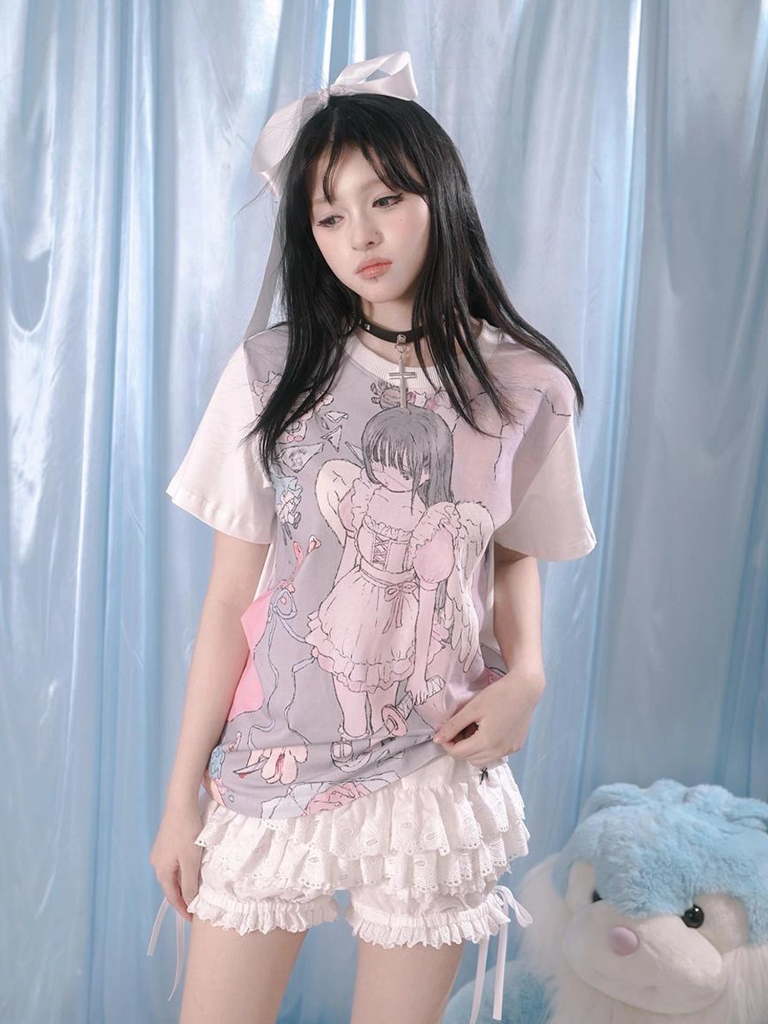 Lace Trim Cotton Ballet Shorts With Lining