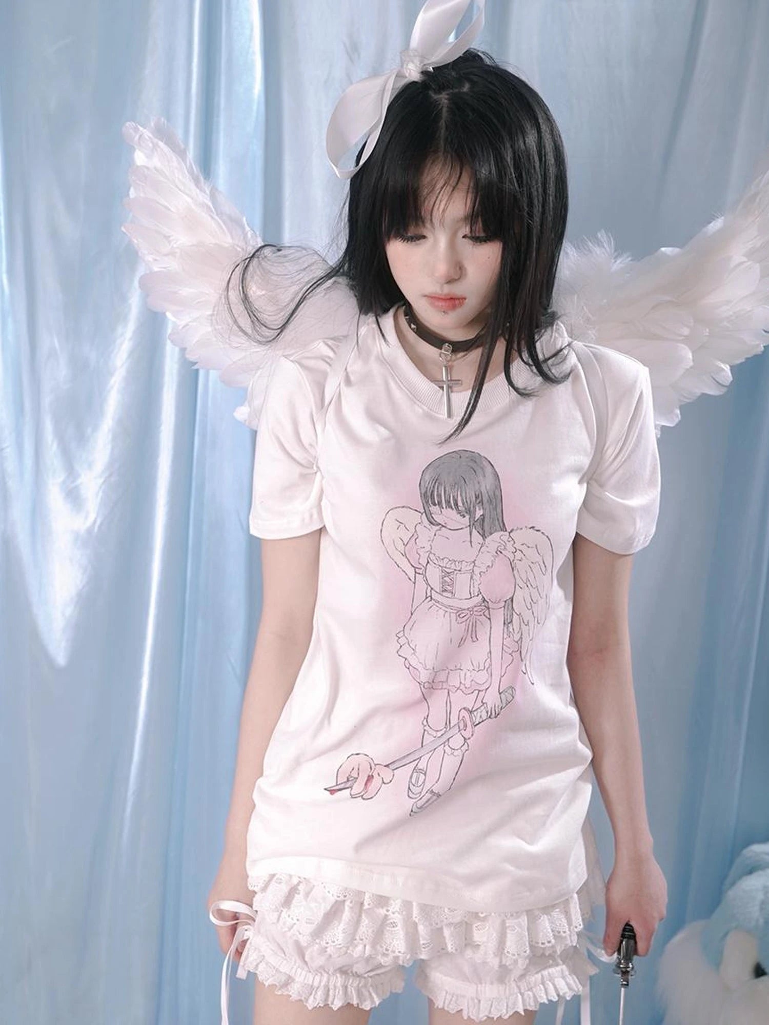 Lace Trim Cotton Ballet Shorts With Lining