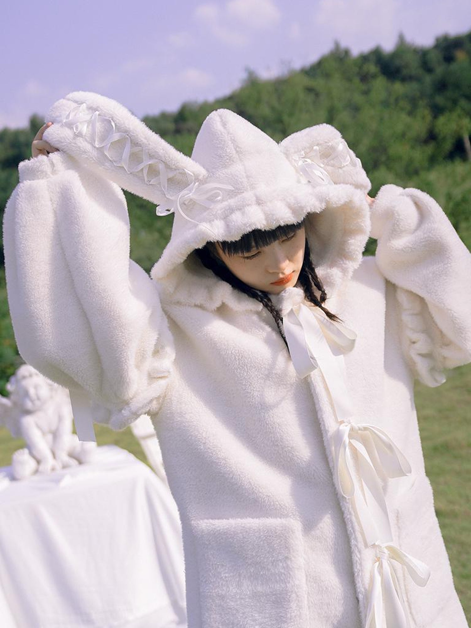Daytoday Love Fear Rabbit Ear Bow Wool Coat