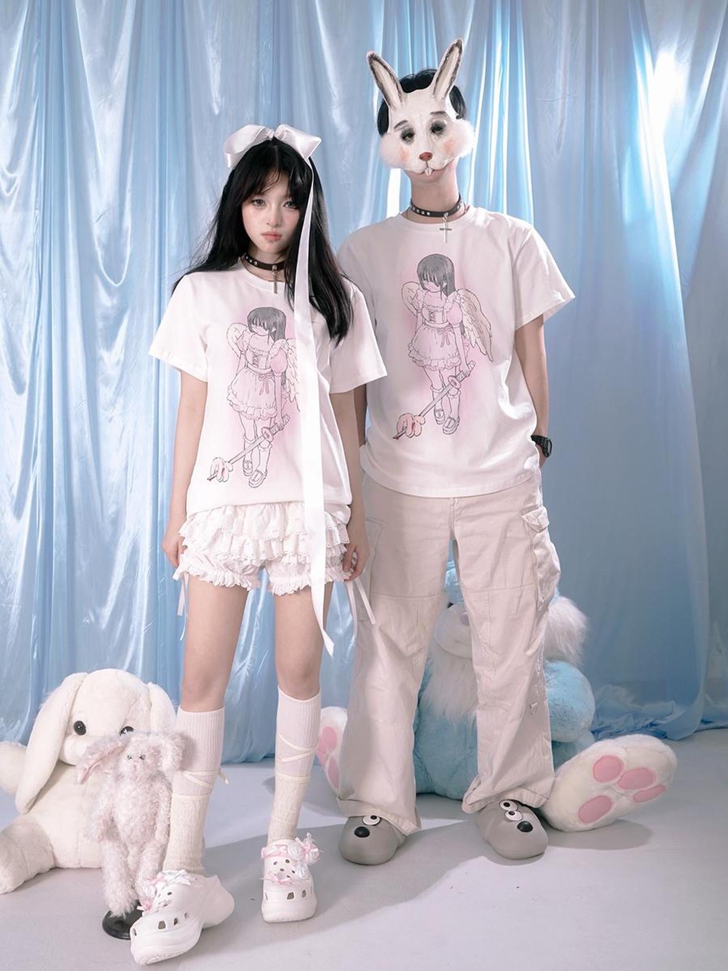 Daytoday Milky Hearts Angel Print T-Shirt