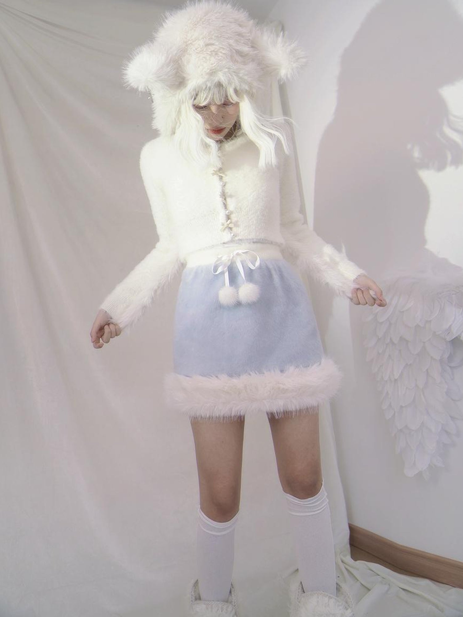 Daytoday Pearl Bow Short Knit Cardigan Pure Color Versatile