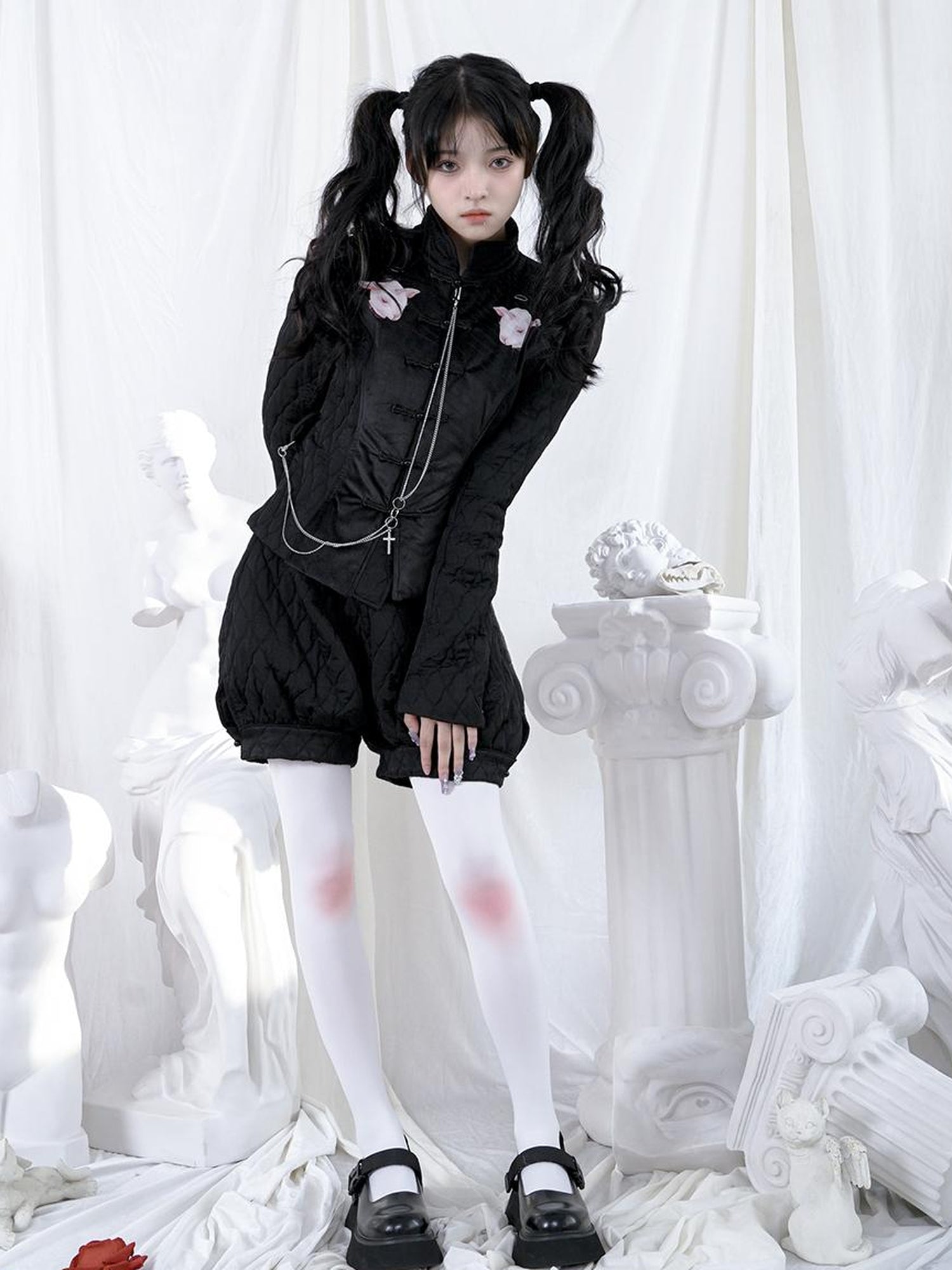 Daytoday Sheep Print Floral Qipao Cotton Coat